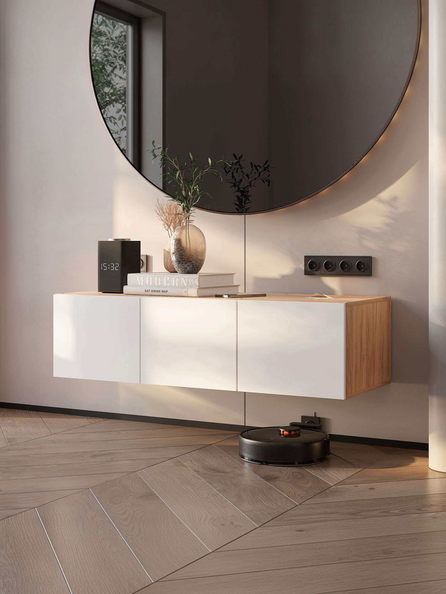 Изображение товара Навесной шкаф Тайм BTS 131x35x50.4 см белый дуб крафт модерн