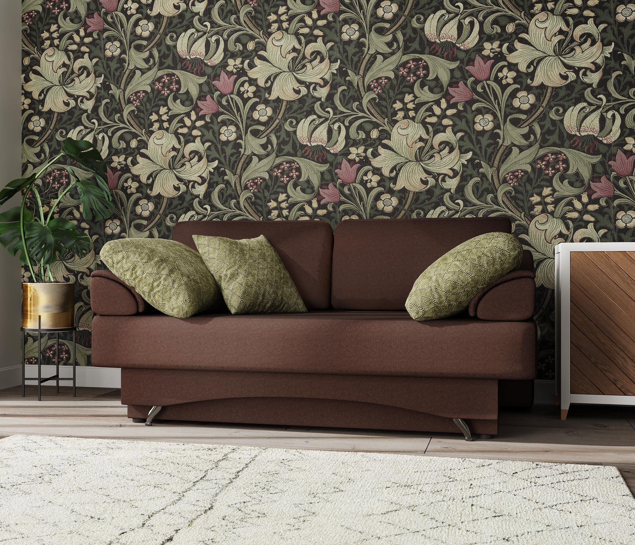 Изображение товара Диван раскладной Гамма Евро 190x79x97 см из рогожки шоколадный