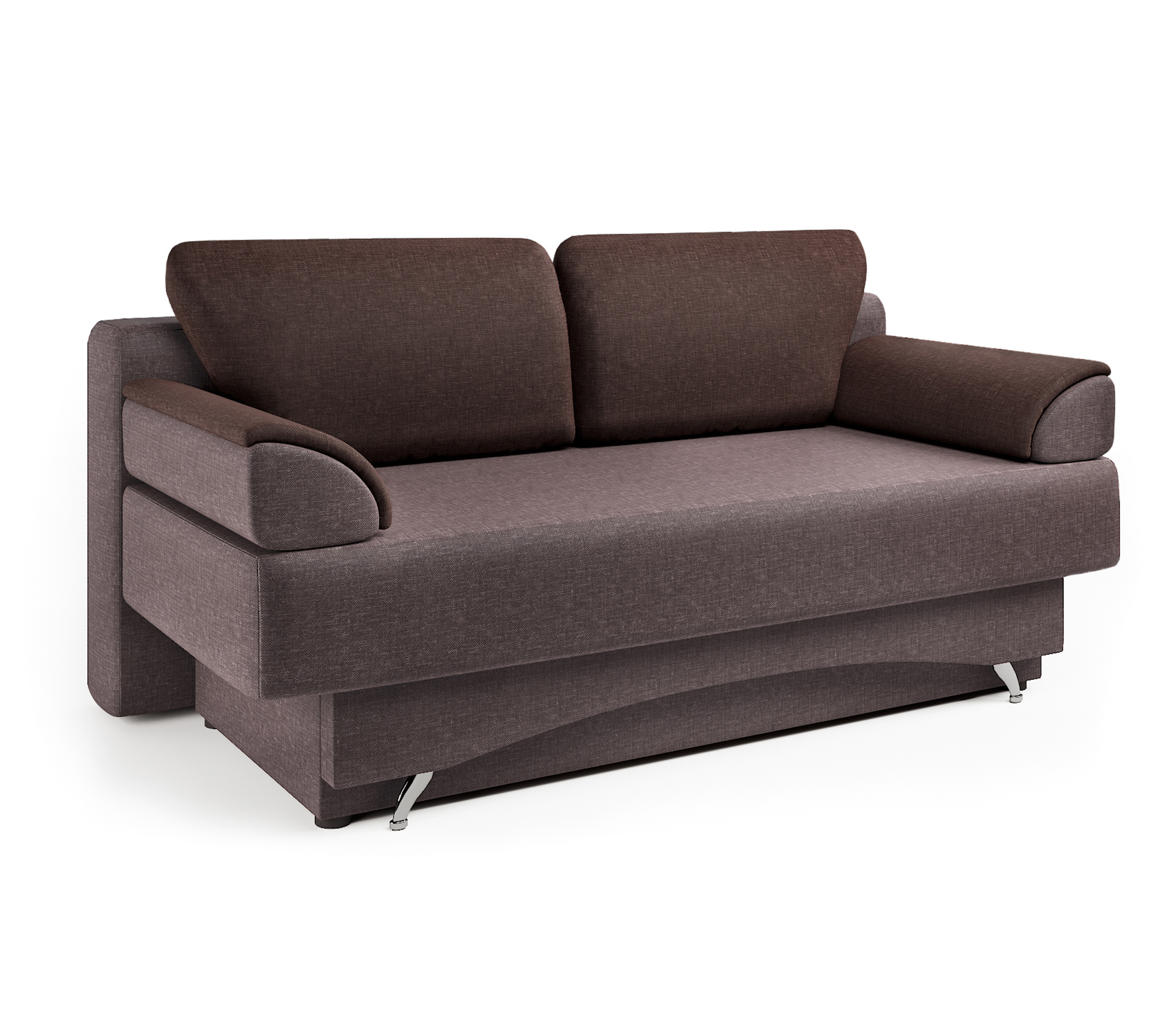 Изображение товара Диван раскладной Гамма Евро 190x69x87 см рогожка цвет латте/шоколад