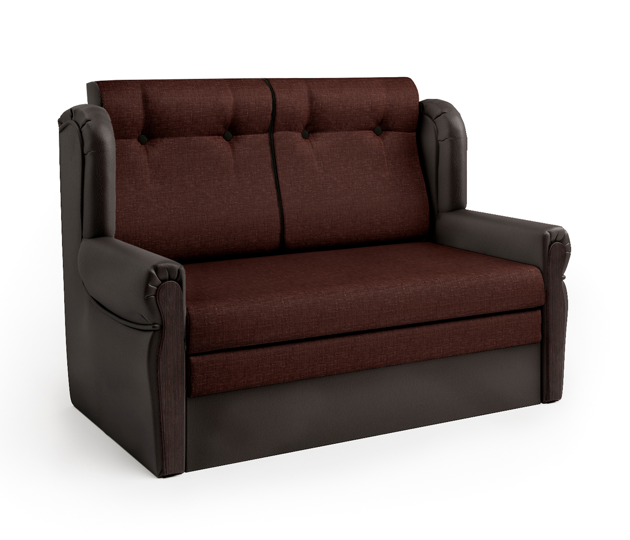 Изображение товара Диван раскладной Гамма Классика 2М из искусственной кожи шоколадный для гостиной