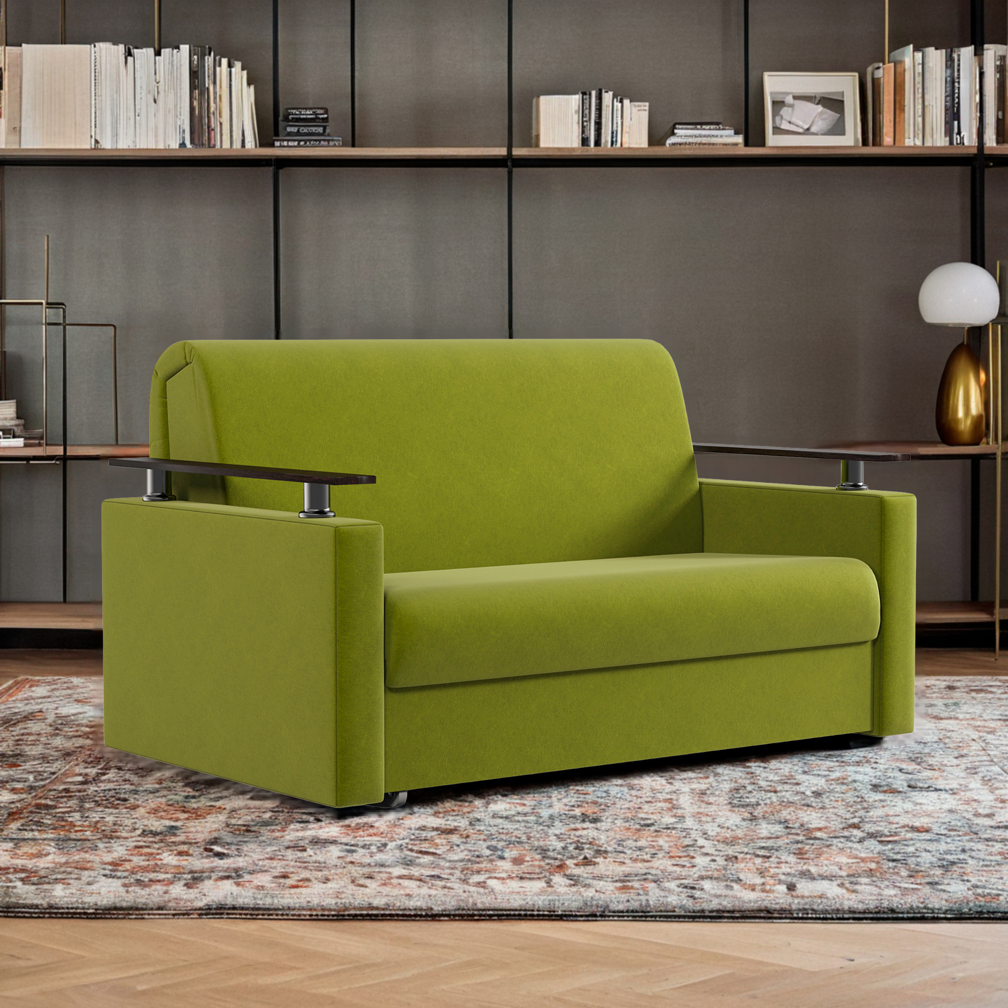 Изображение товара Диван раскладной Гамма Шарм 120x95x110 см велюр цвет зеленый