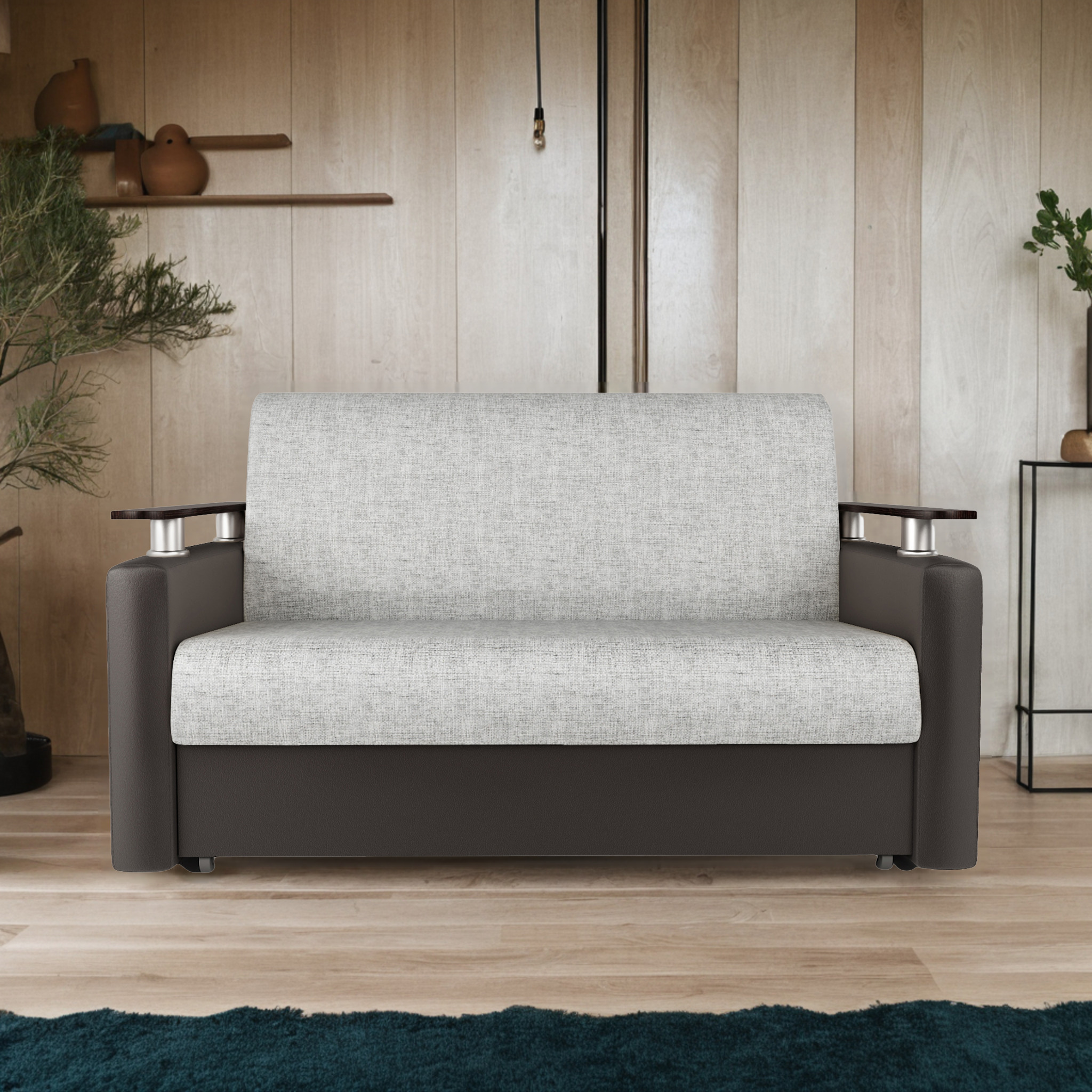 Изображение товара Диван раскладной Гамма Шарм 120x95x110 см искуственная кожа коричневый светло-серый