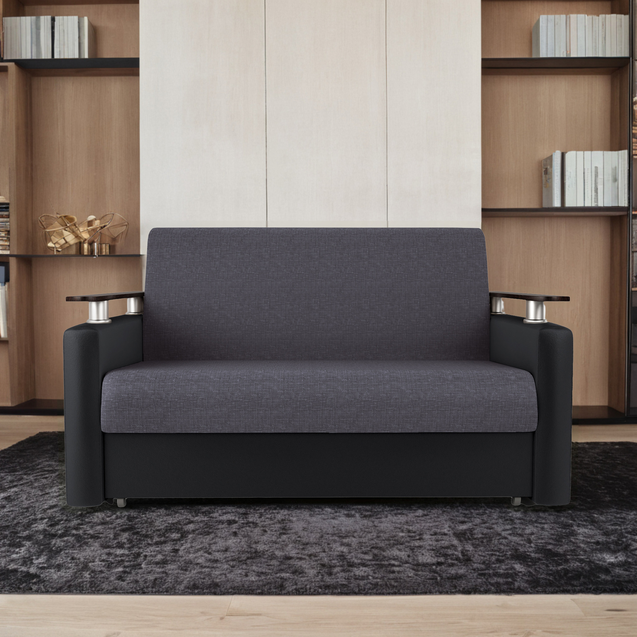 Изображение товара Раскладной диван Гамма Шарм 140x95x110 см серый/черный мебельная древесина