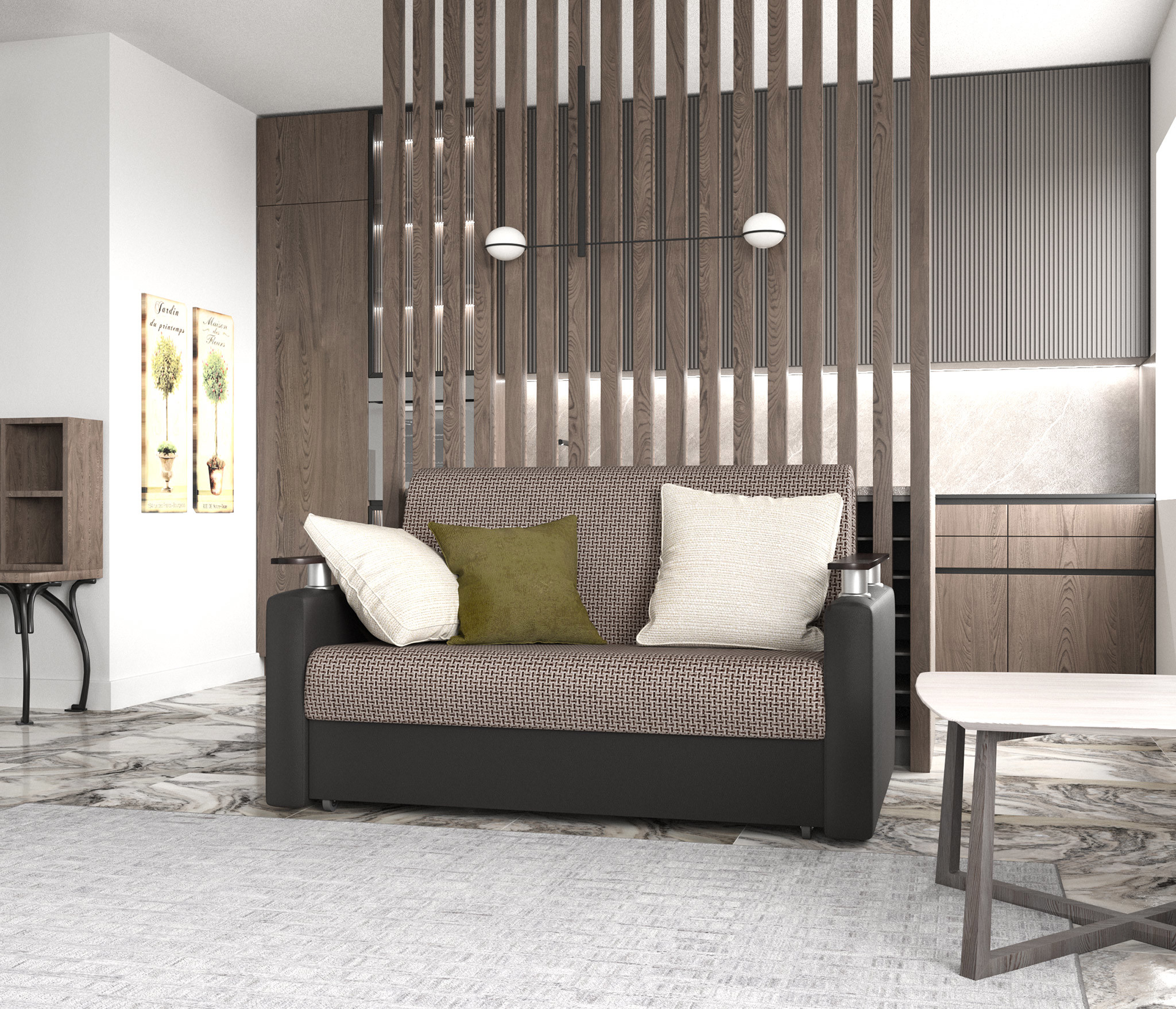 Изображение товара Диван раскладной Гамма Шарм 140x95x110 см с ящиком и механизмом Аккордеон