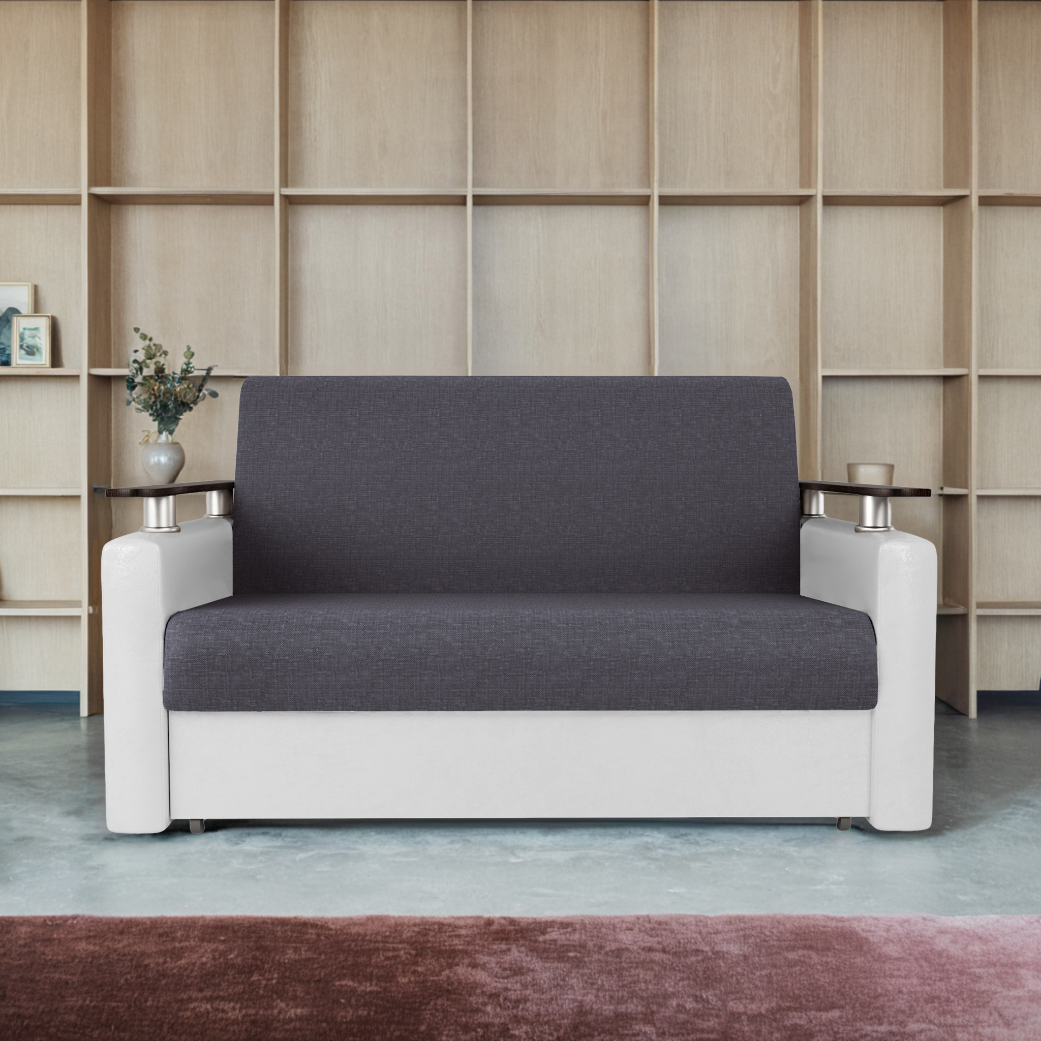 Изображение товара Диван раскладной Гамма Шарм 160x95x110 см серый/белый мебельное покрытие