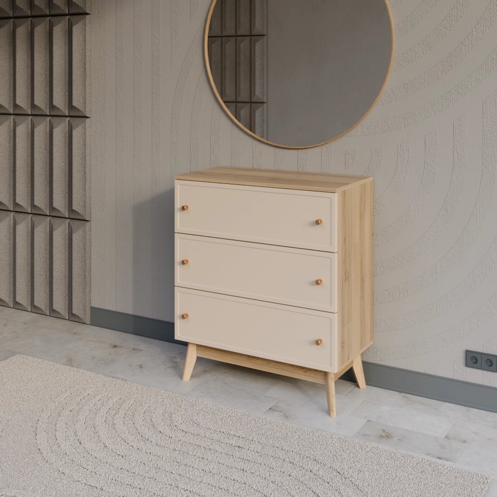 Изображение товара Комод KONSENSA Амьен 3 ящика 80х94х41.7 см ЛДСП цвет бежевый