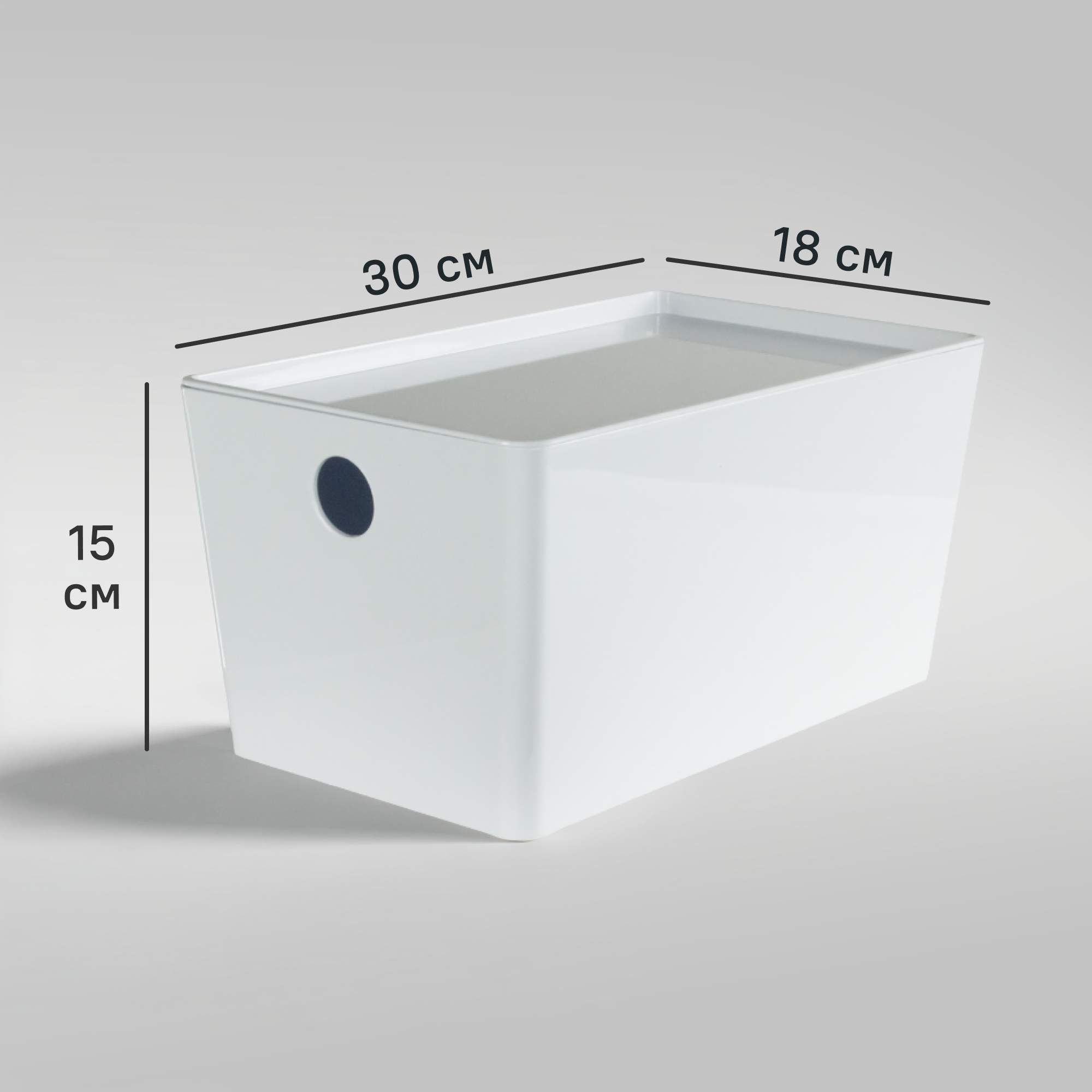 Контейнер 30x15x18 см 6.8 л ПЭТ с крышкой цвет белый