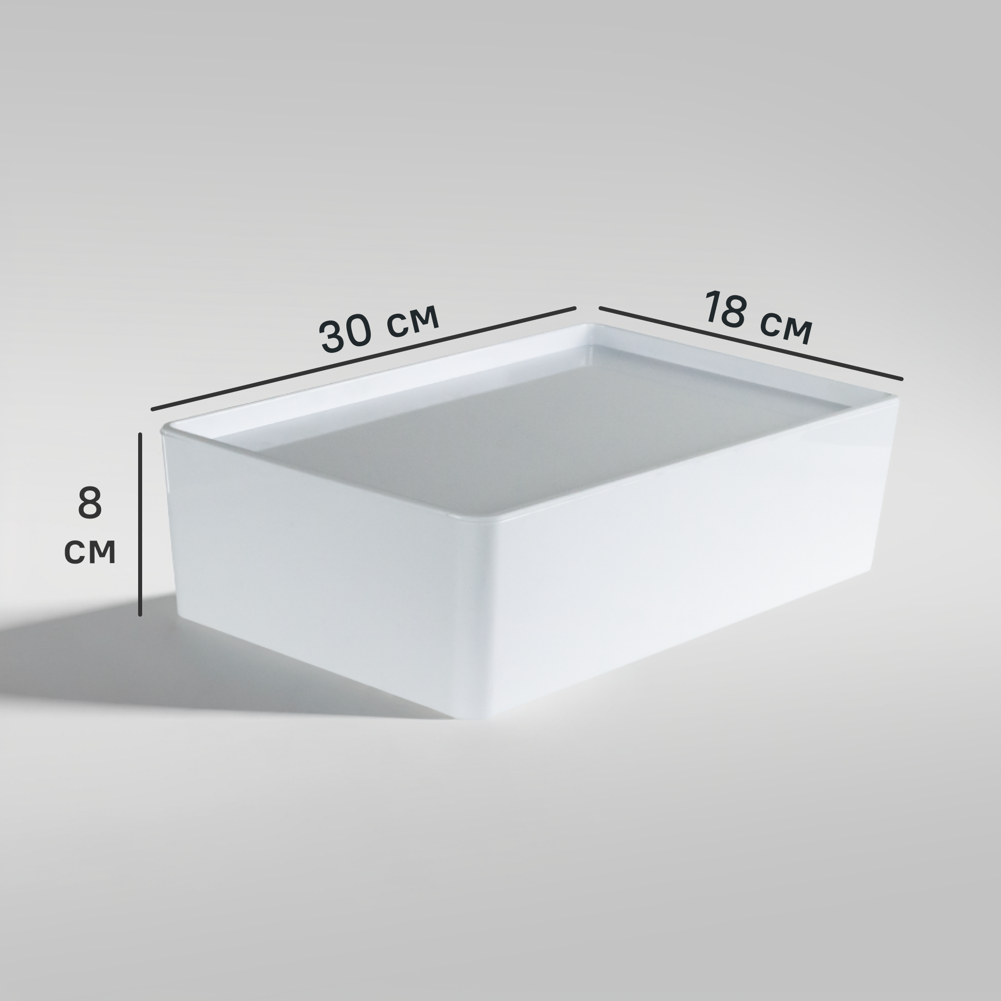 Контейнер 30x8x18 см 3.75 л ПЭТ с крышкой цвет белый
