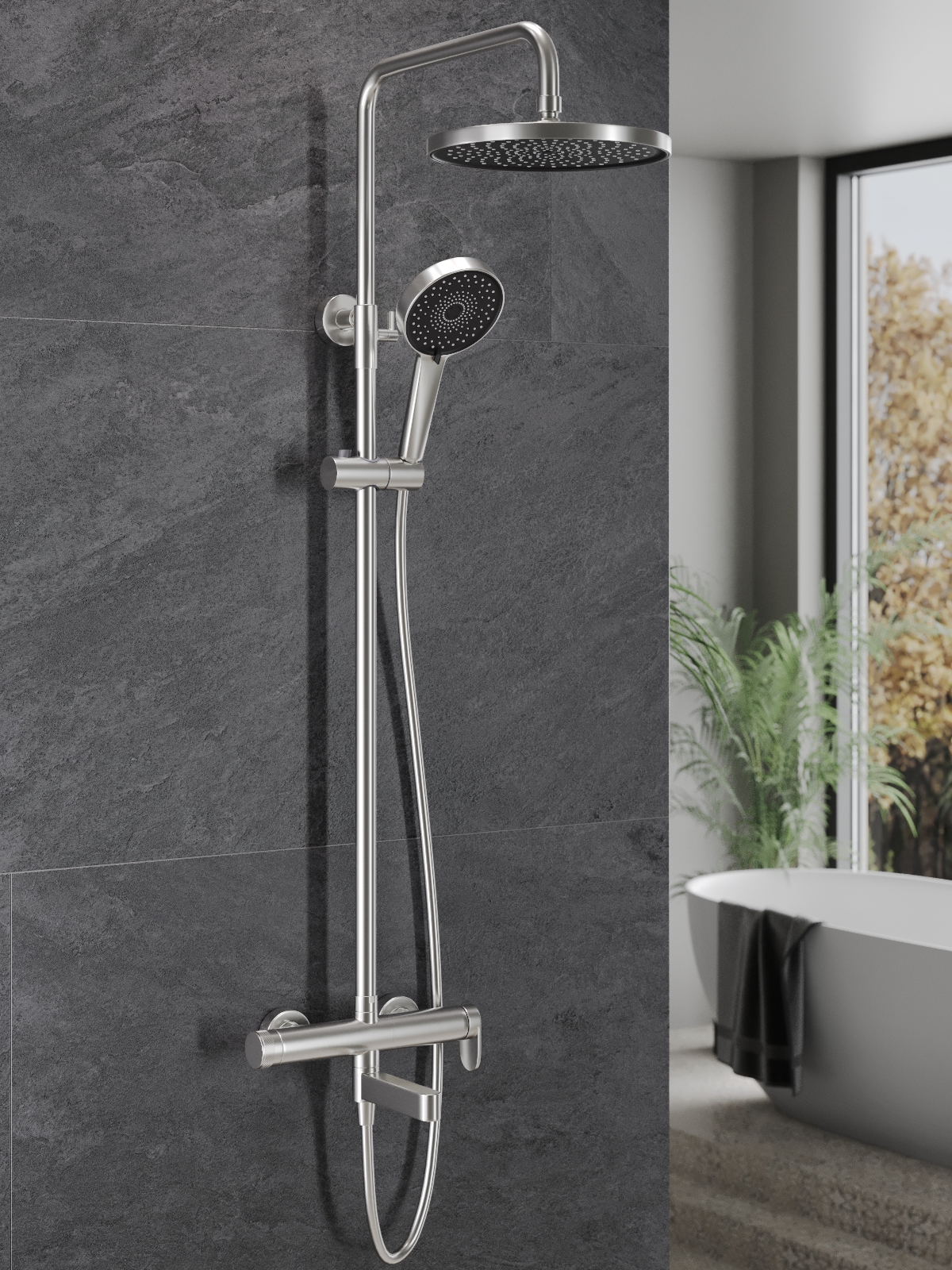 Изображение товара Душевая система AGGER Sweet 4 режима сатин Германия с регулируемым верхним душем