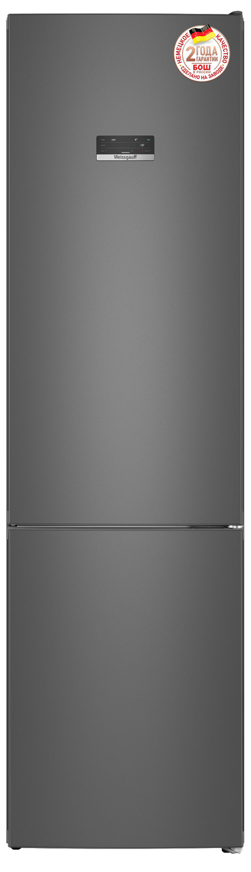 Изображение товара Холодильник Weissgauff WRK 2010 D Inverter NoFrost Dark Grey Soft Close 60x203 см цвет темно-серый