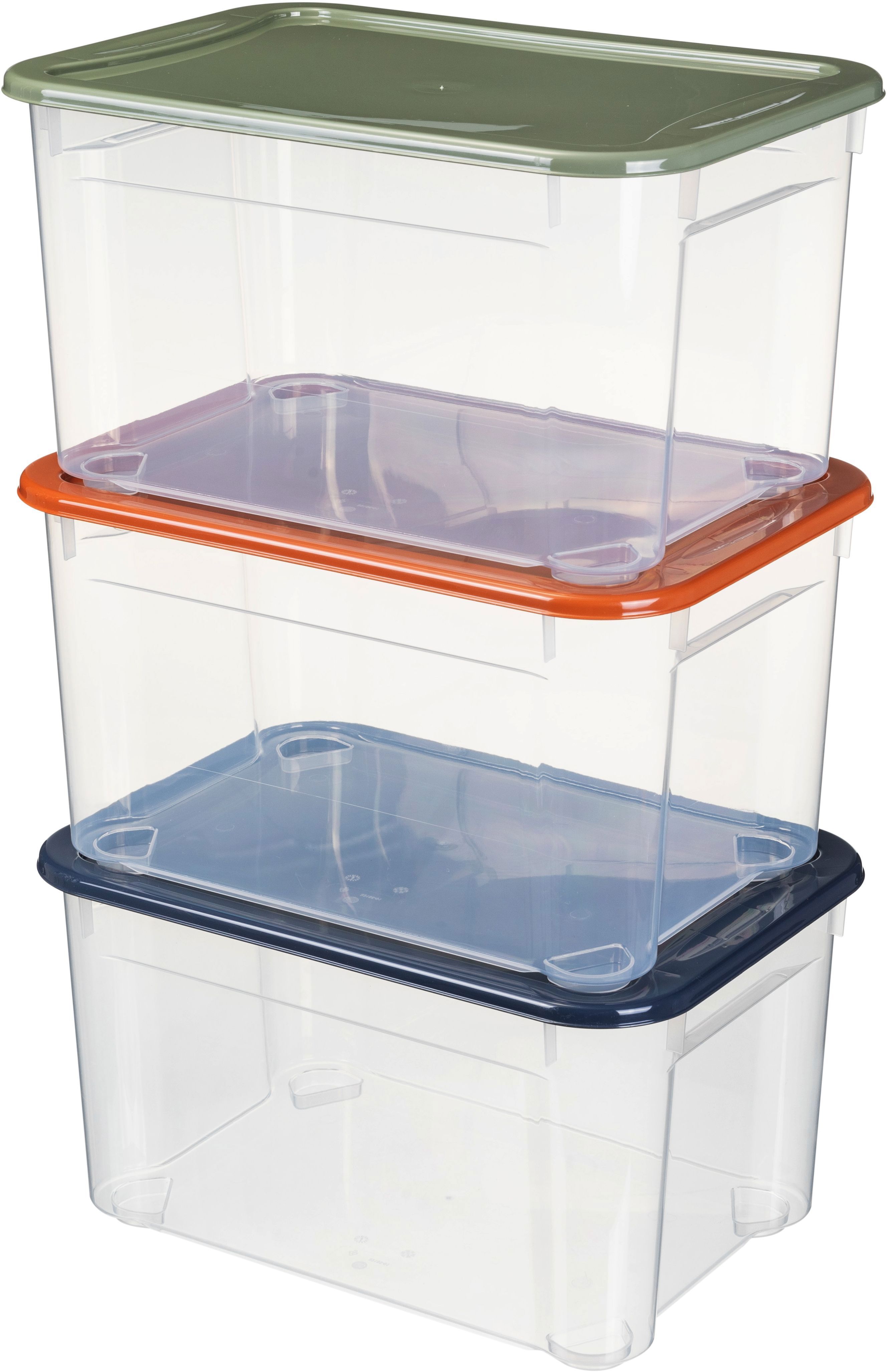 Изображение товара Комплект ящиков 38.9x21.5x27.5 см полипропилен с крышкой цвет прозрачный 3 шт