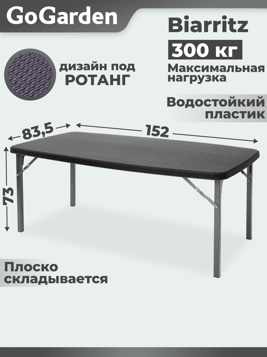 Изображение товара Садовый стол складной GoGarden BIARRITZ 152x84 см венге