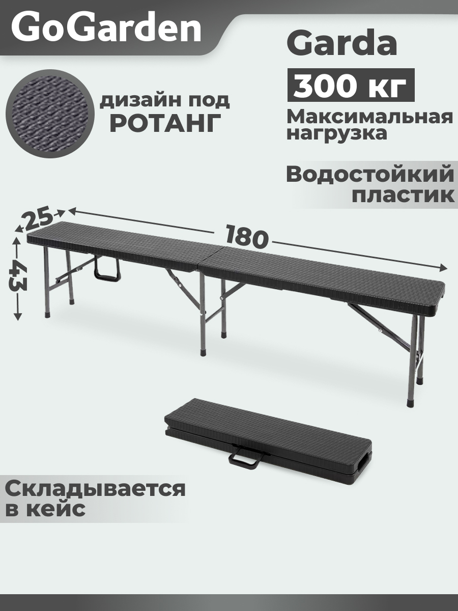 Изображение товара Лавка складная GoGarden 50374 Garda садовая 180x25x43 см