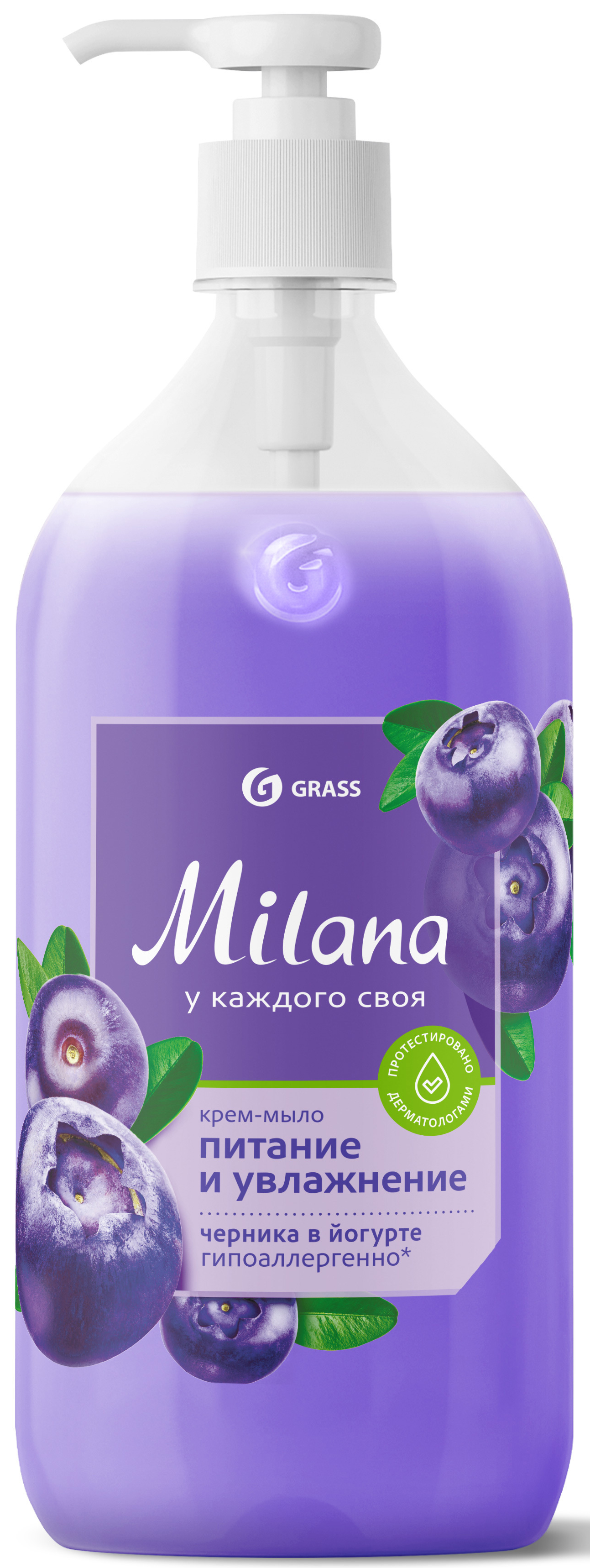 Жидкое крем-мыло Grass Milana Черника 1 л