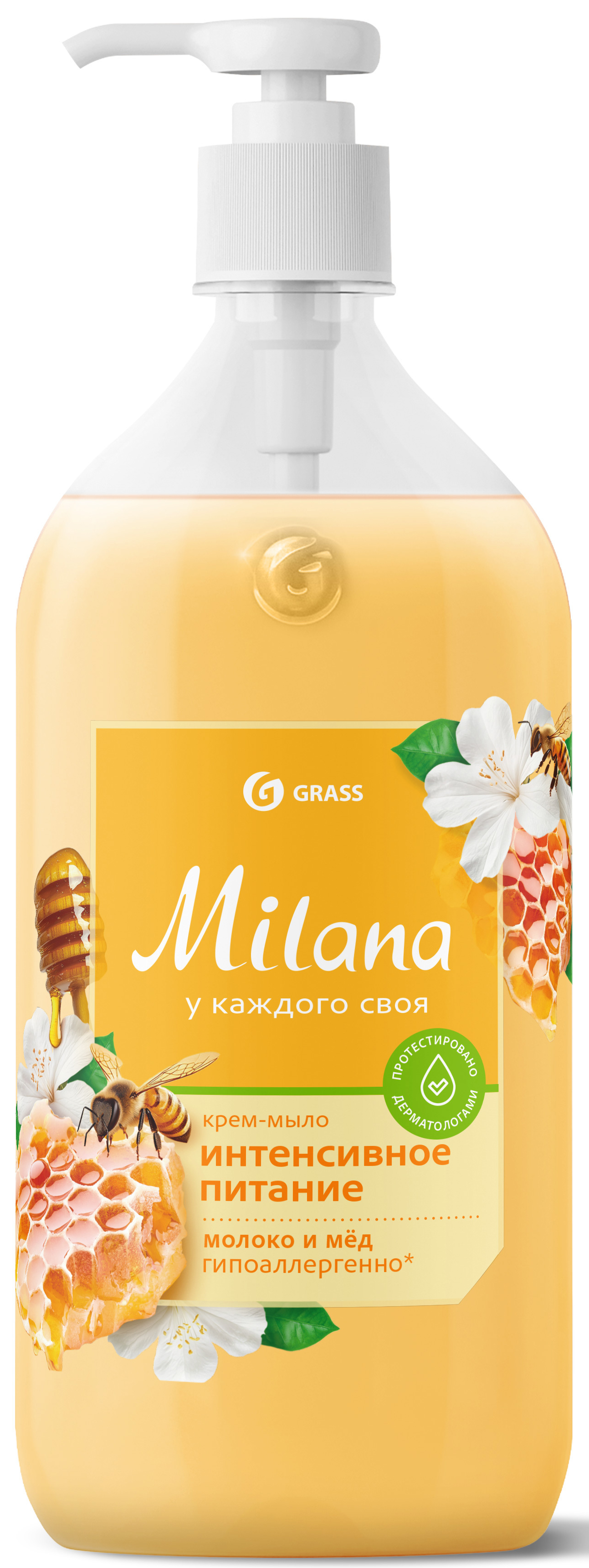 Жидкое крем-мыло Grass Milana «Молоко и мед» 1 л