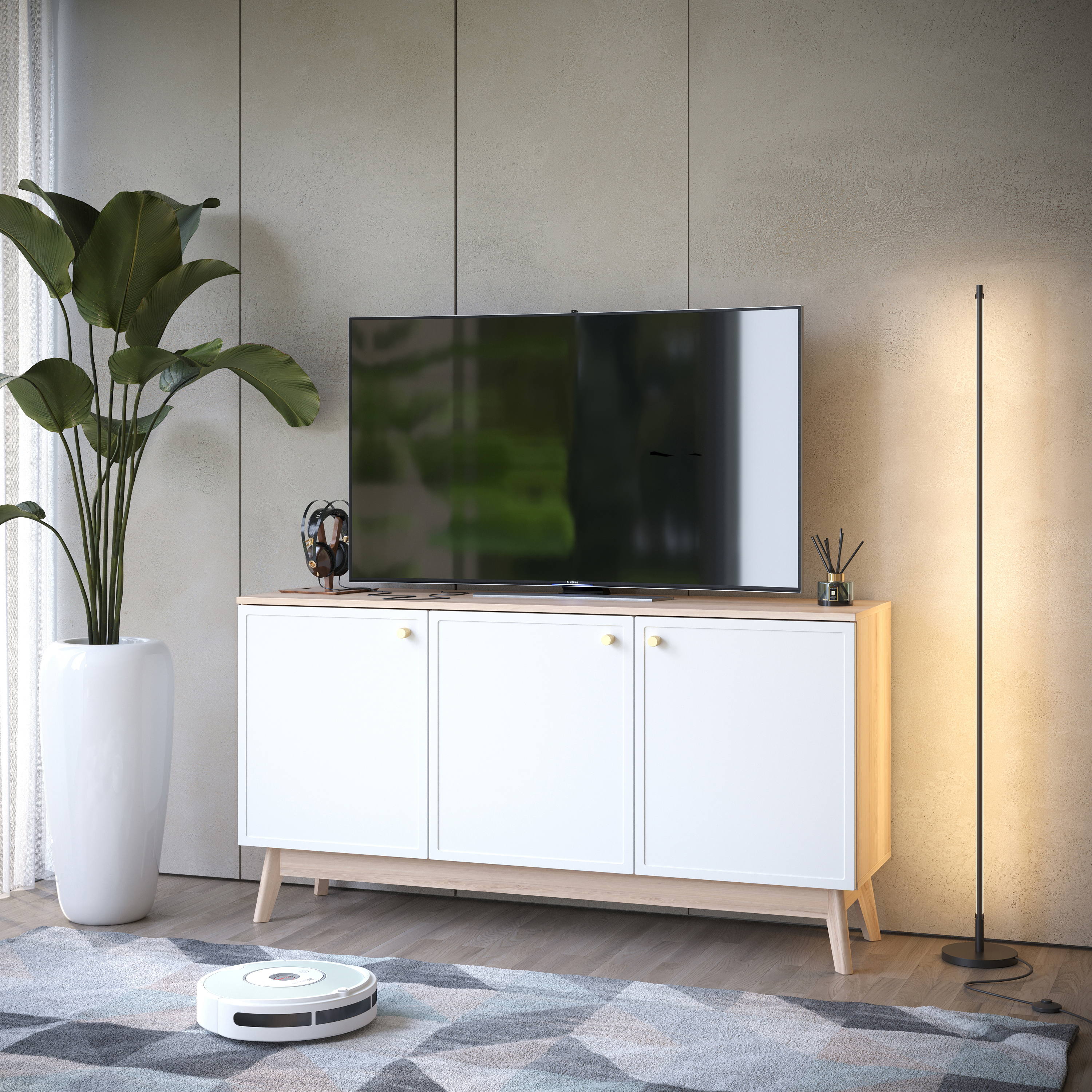 Изображение товара Тумба под телевизор KONSENSA Амьен 150x79x41.7 см ЛДСП стильная и практичная