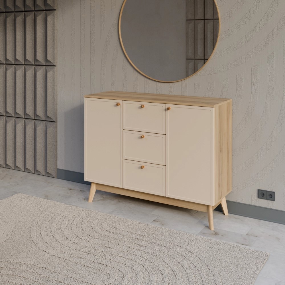 Изображение товара Комод KONSENSA Амьен 3 ящика бежевый классика устойчивость 120х94х41.7 см