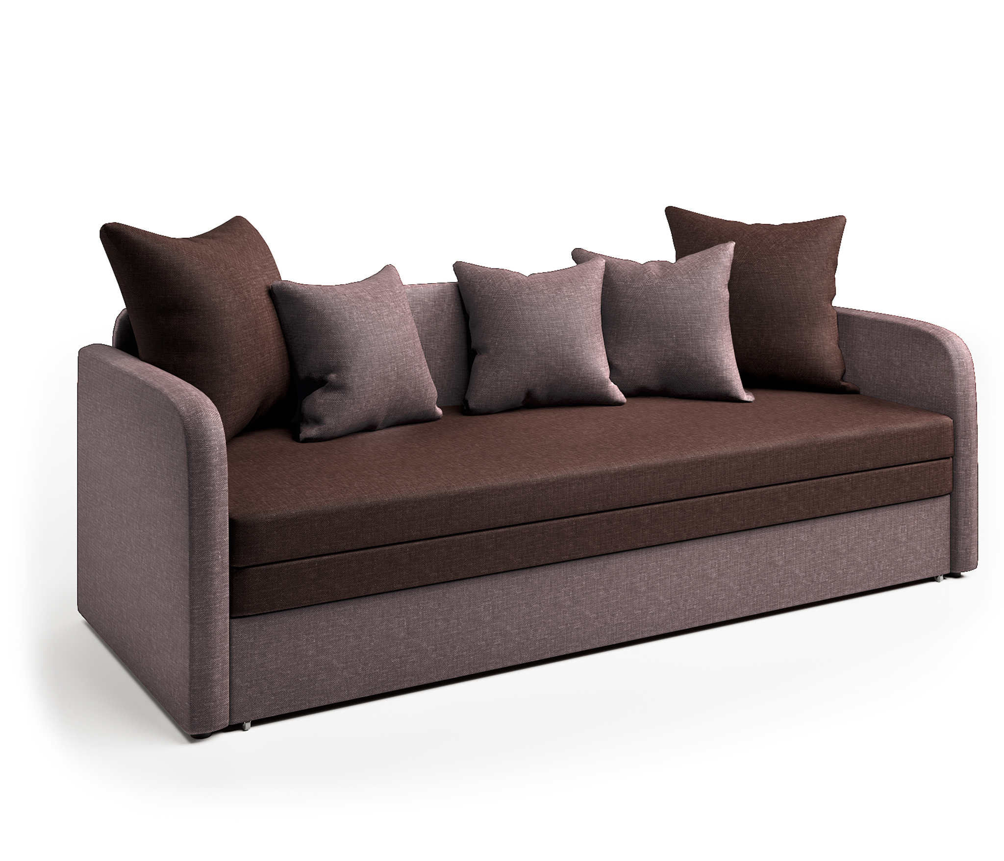 Изображение товара Диван раскладной Гамма Трио-2 210x72x80 см рогожка латте/шоколад