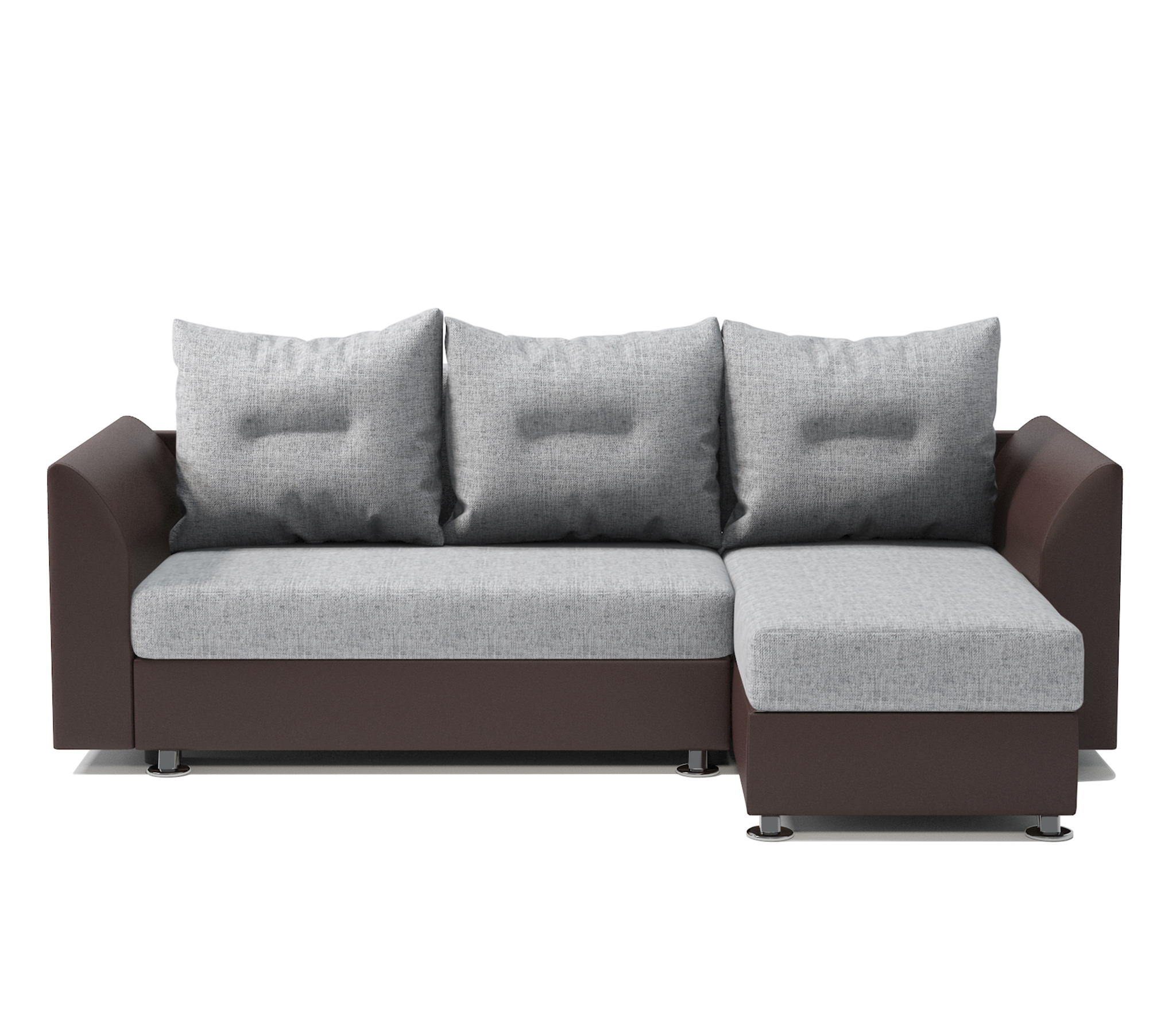 Изображение товара Диван угловой Гамма Ария Скала угол правый 225x78x150 см экокожа/шенилл цвет шоколад/серый