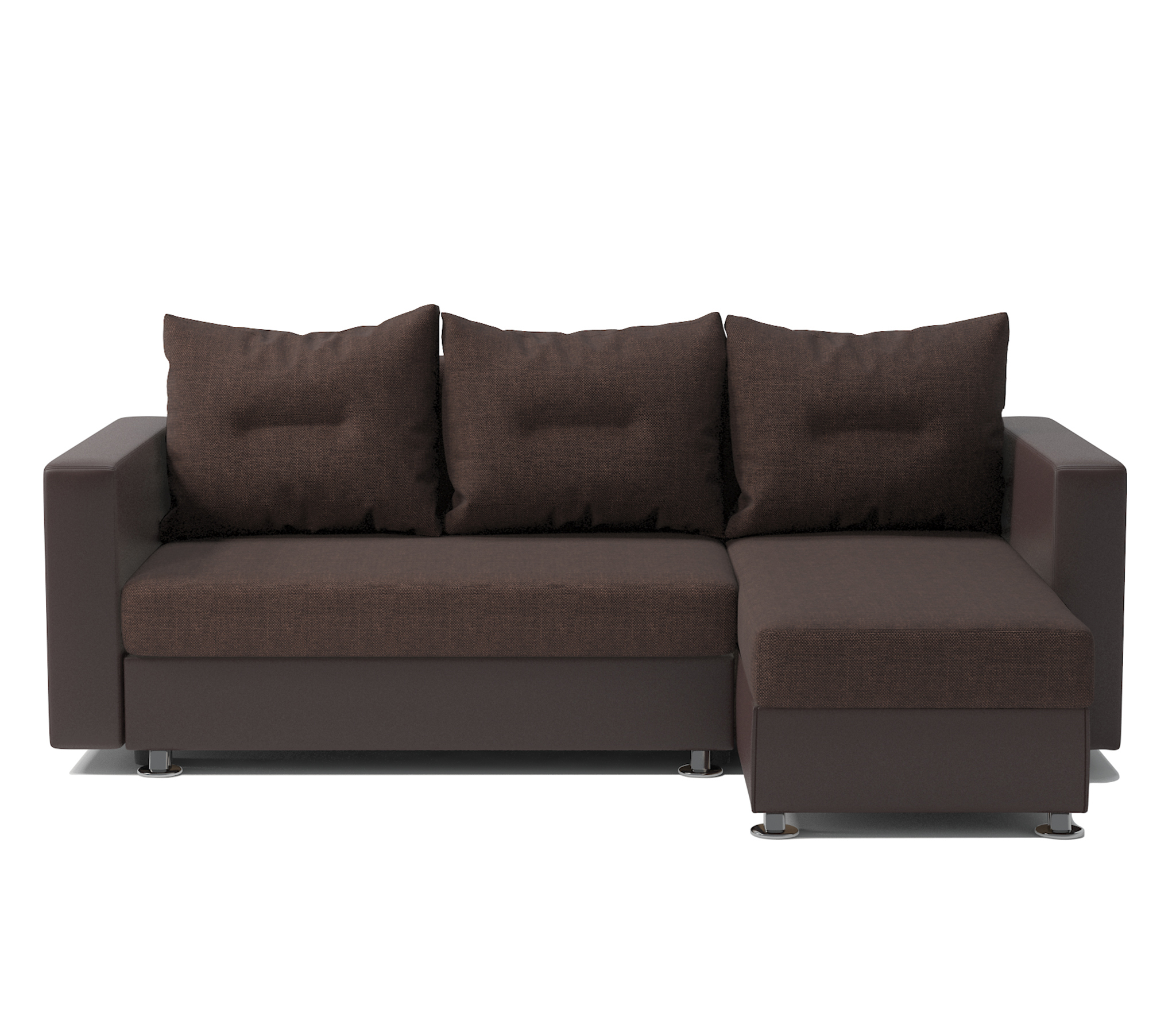 Изображение товара Угловой диван Гамма Ария правый 225x78x150 см рогожка/экокожа шоколад