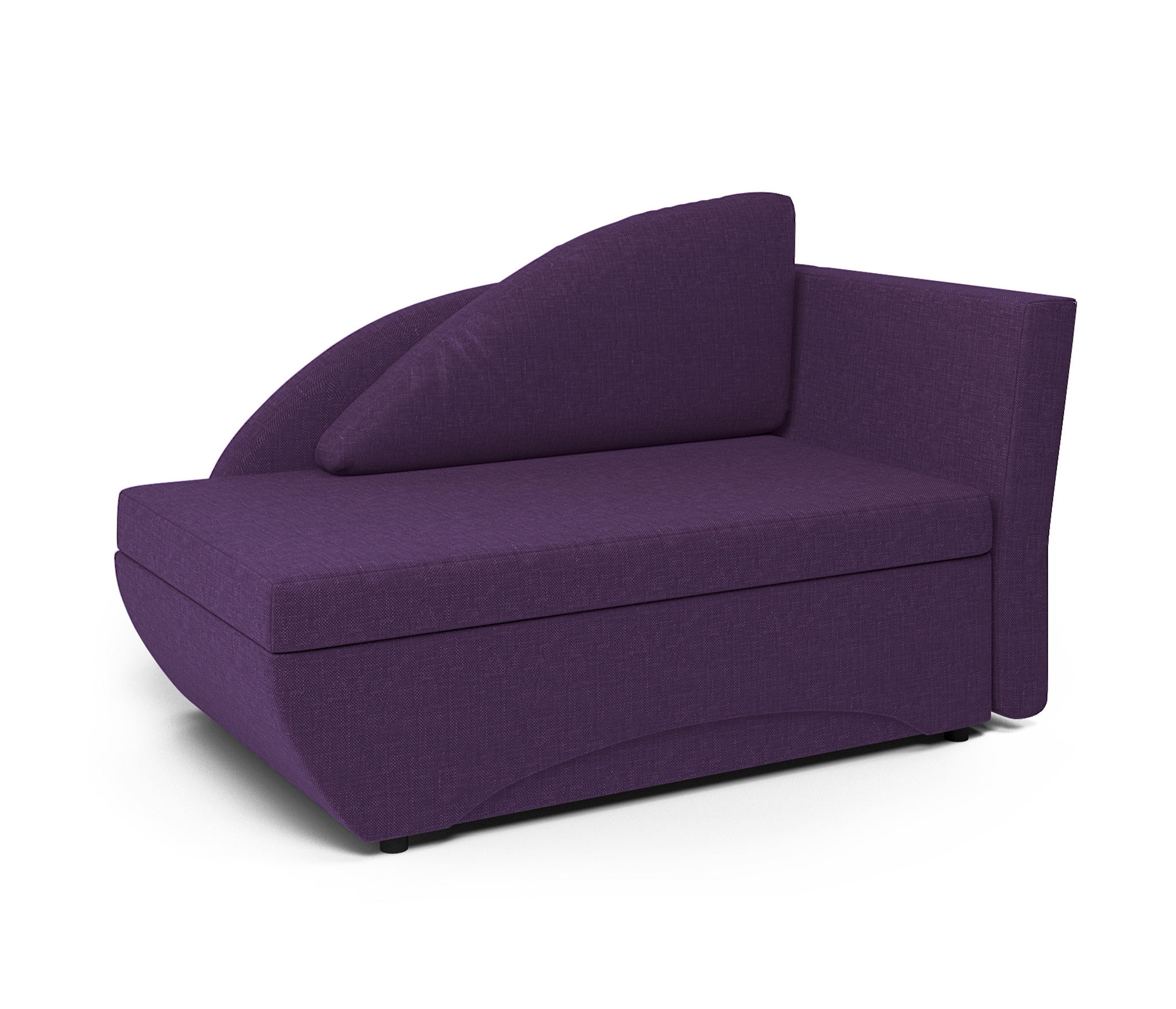 Изображение товара Кушетка Гамма Трио угол правый из рогожки фиолетовая 152x87x82 см с ящиком и подлокотниками