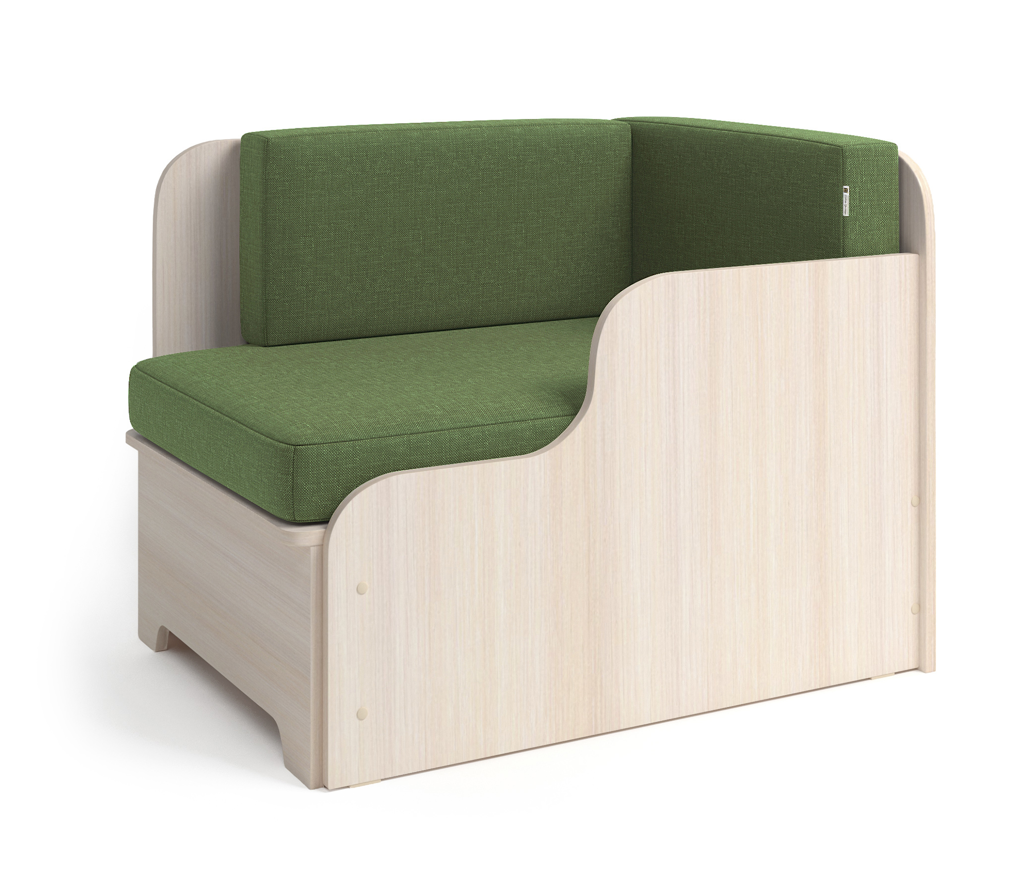 Изображение товара Кушетка Гамма Мелодия угол правый зеленая с ящиком и механизмом выкатной