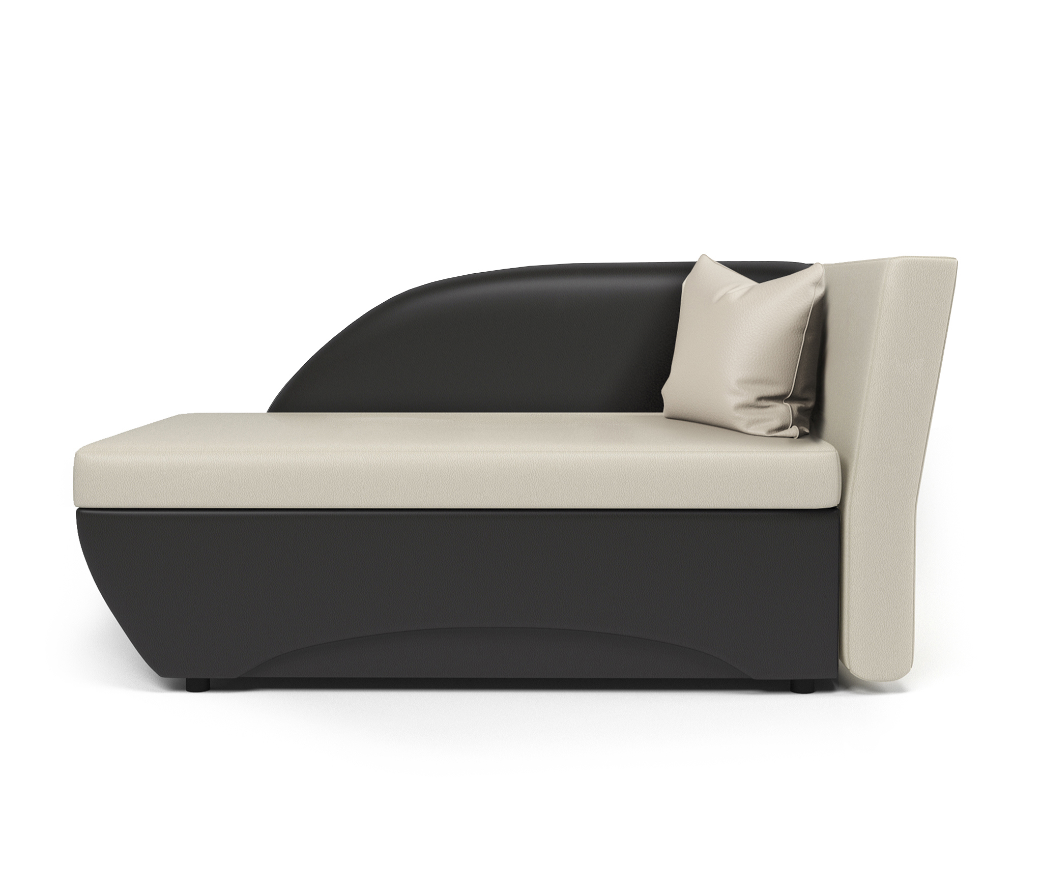 Изображение товара Кушетка Гамма Трио угловая 152x87 см экокожа коричневая/бежевый с ящиком