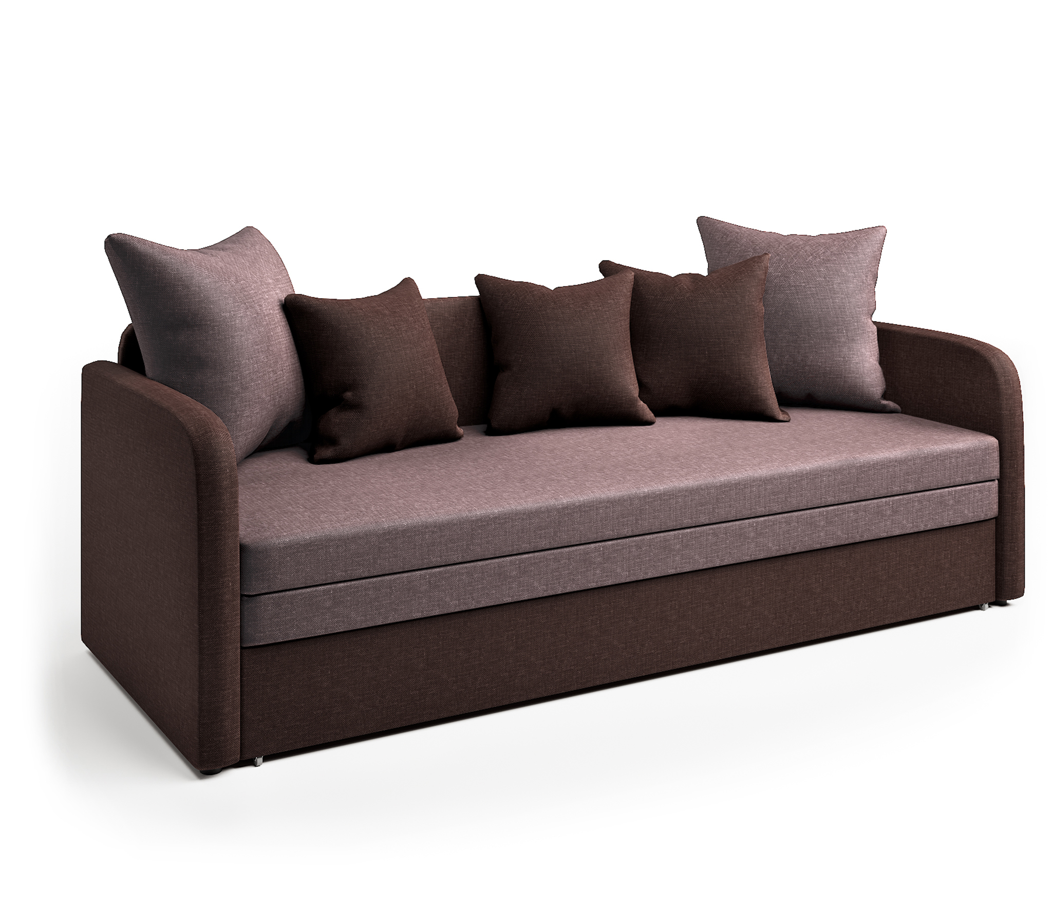 Изображение товара Диван раскладной Гамма Трио-2 210x80x72 см, коричневый, рогожка