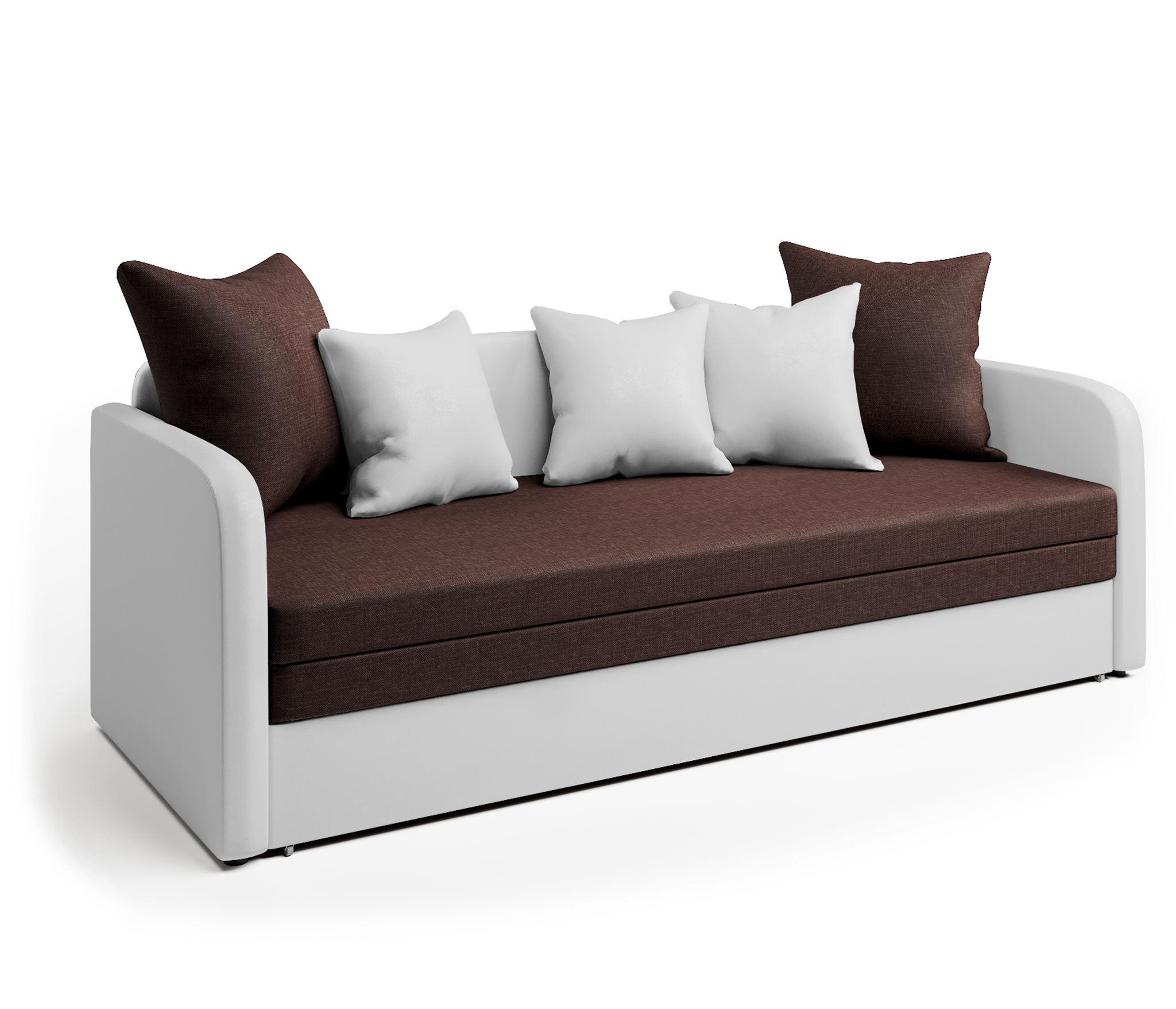 Изображение товара Диван раскладной Гамма Трио-2 210x80 см искусственная кожа белый шоколад