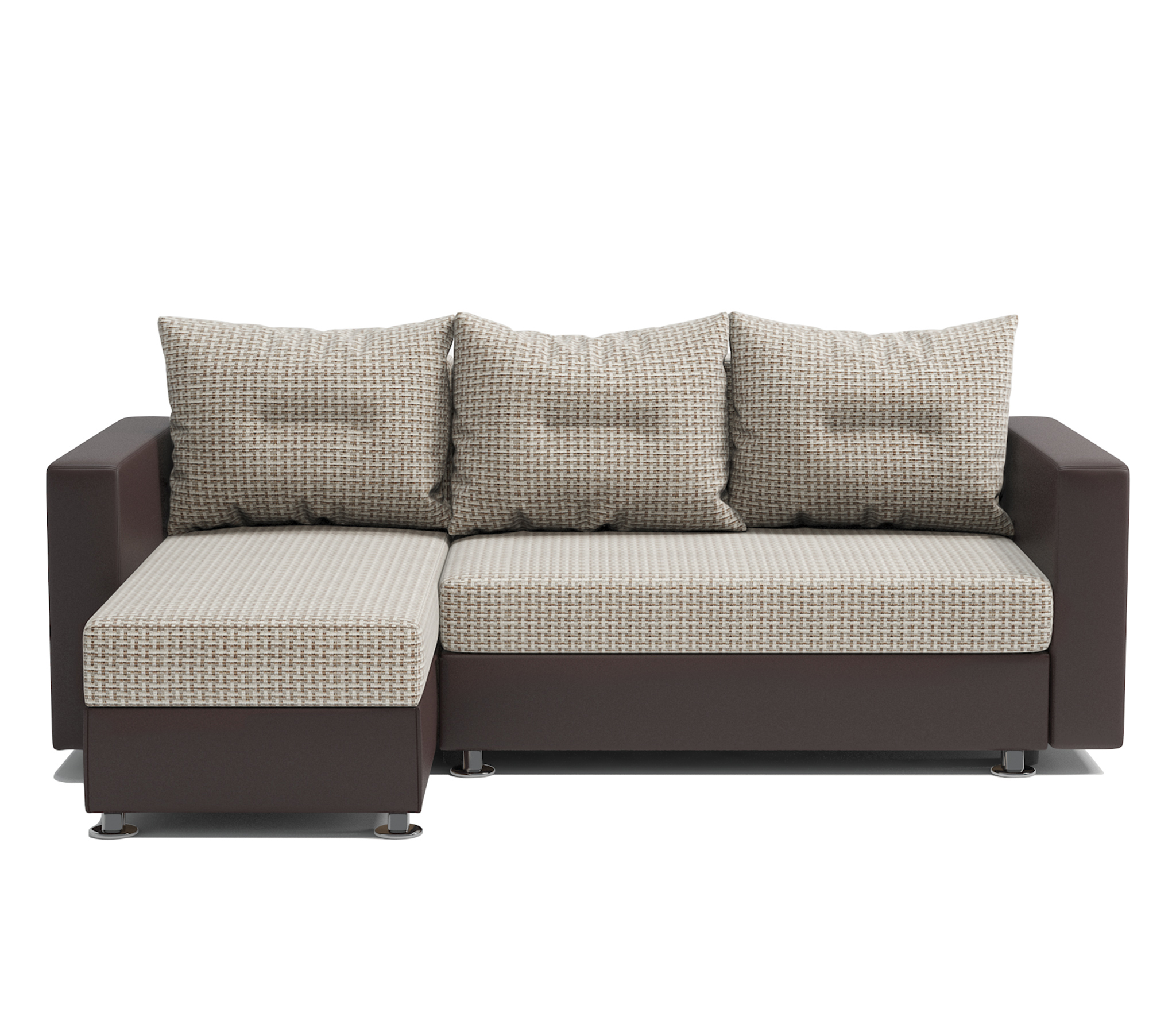 Изображение товара Угловой диван Гамма Ария левый 225x150 см рогожка экокожа бежево-шоколад