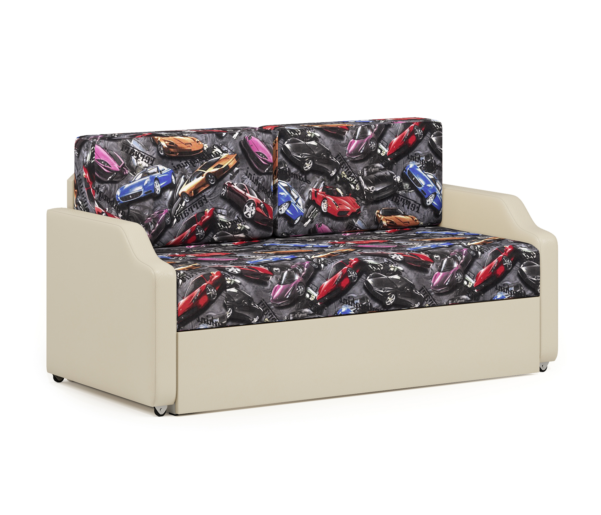 Изображение товара Кушетка Гамма Малыш 148x66x69 см экокожа бежево-серая механизмы выкатной