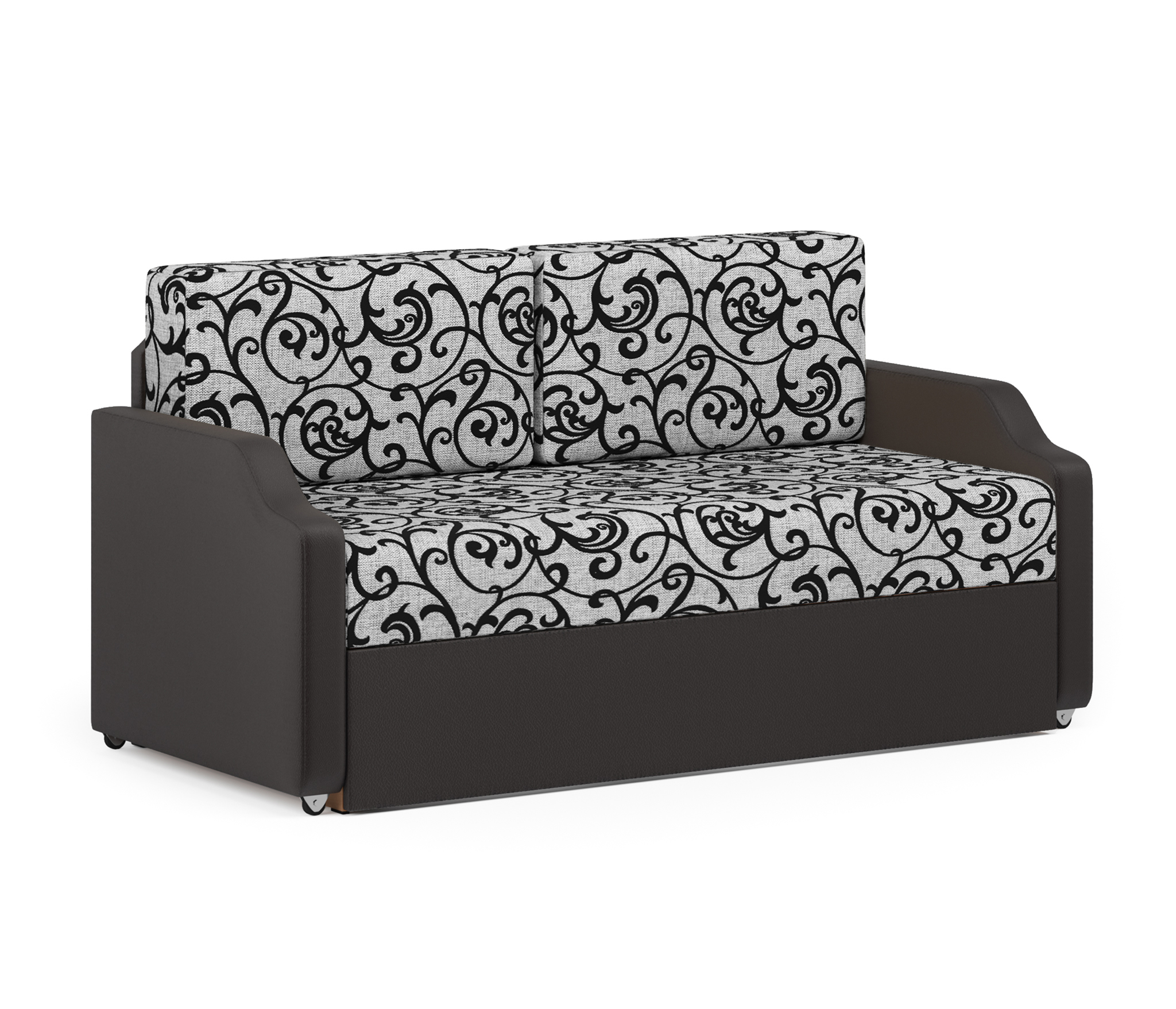 Изображение товара Кушетка Гамма Малыш 148x66x69 см шенилл/экокожа коричневая с узорами