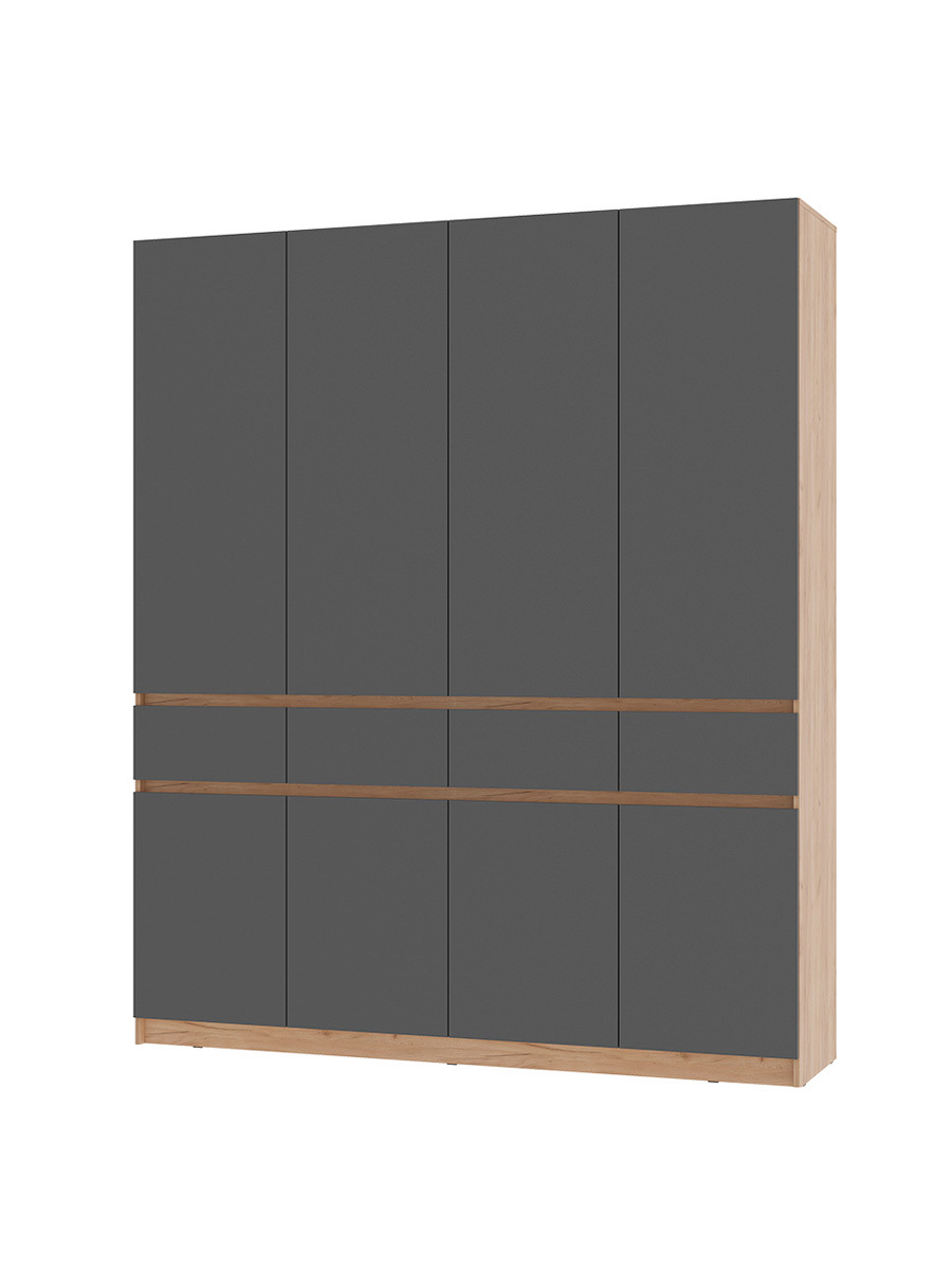 Изображение товара Шкаф распашной Багира с 4 ящиками и 8 дверями, 200x238 см, Серый/графит