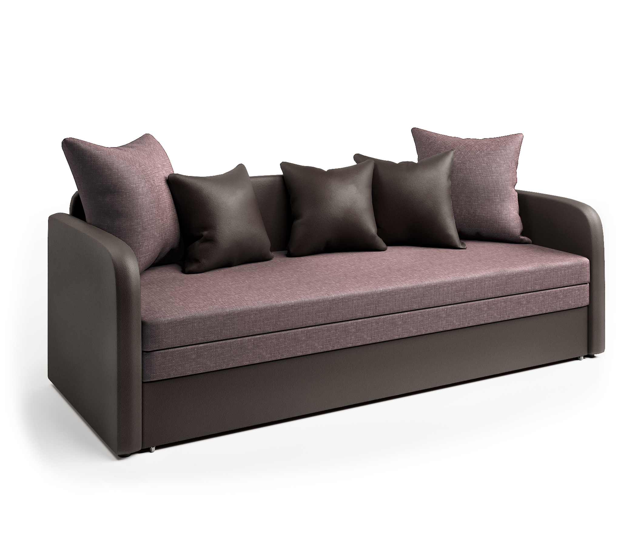 Изображение товара Диван раскладной Гамма Трио-2 210x80 см искусственная кожа рогожка коричневый латте