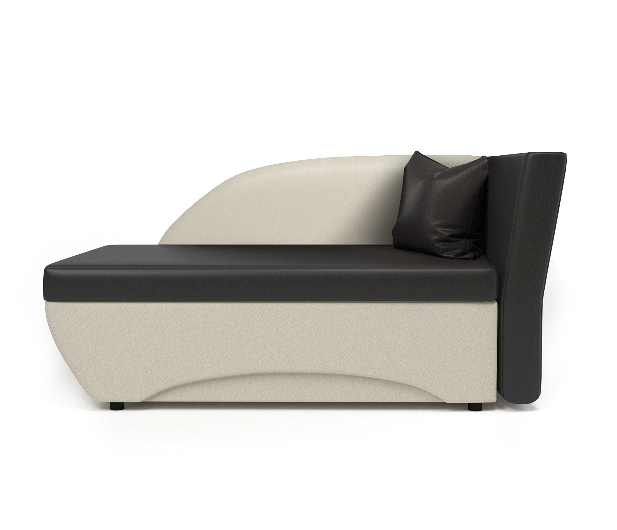 Изображение товара Кушетка Гамма Трио угол правый 152x82x87 см экокожа цвет бежевый/коричневый