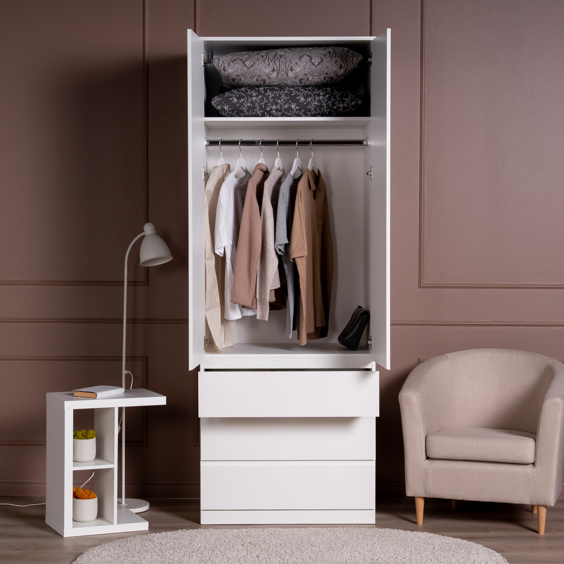 Изображение товара Шкаф распашной ГУД ЛАКК ВАРМА Стор 80x222x57 Иллюстративный белый