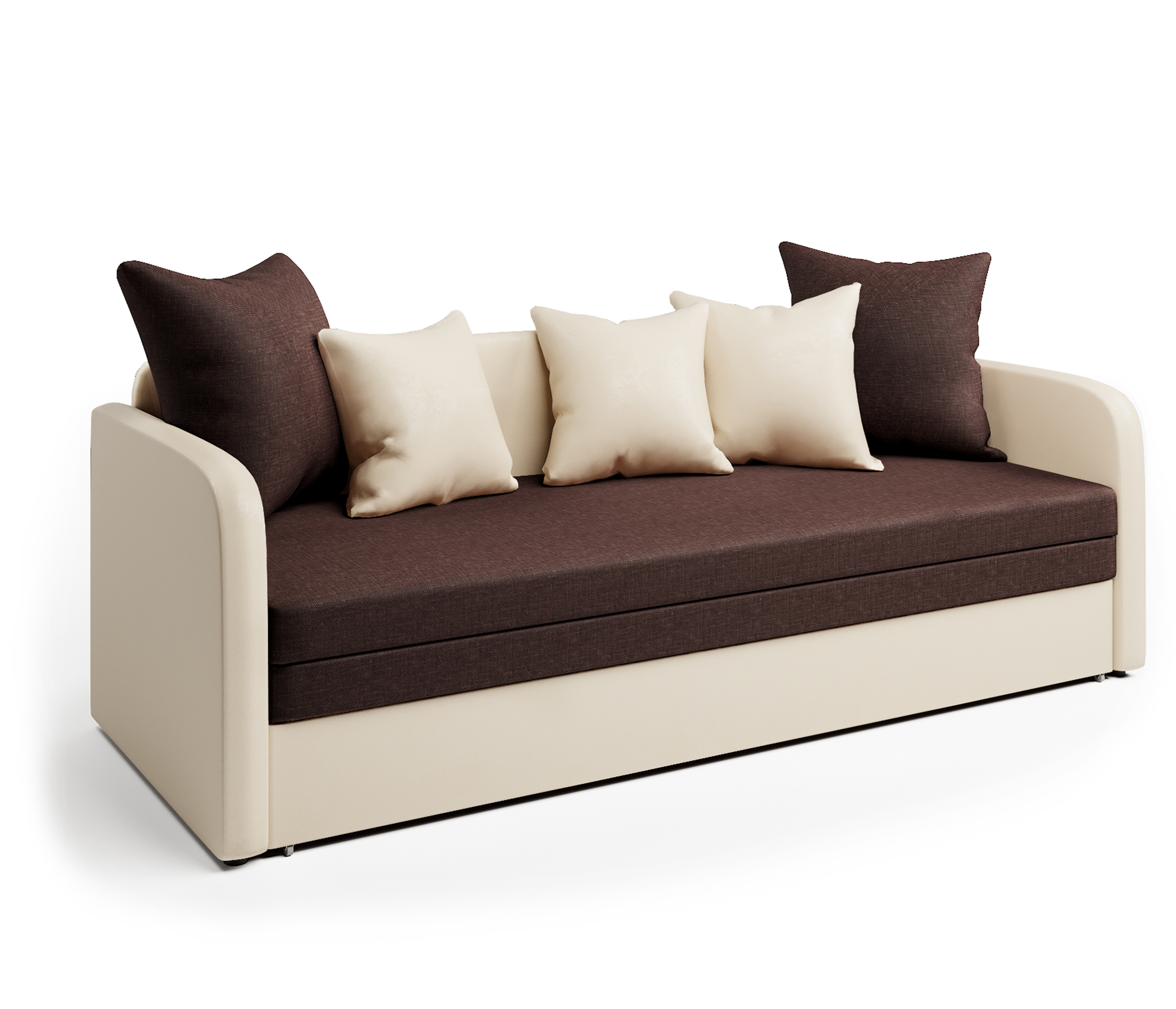 Изображение товара Диван раскладной Гамма Трио-2 210x80 см искусственная кожа бежевый шоколад