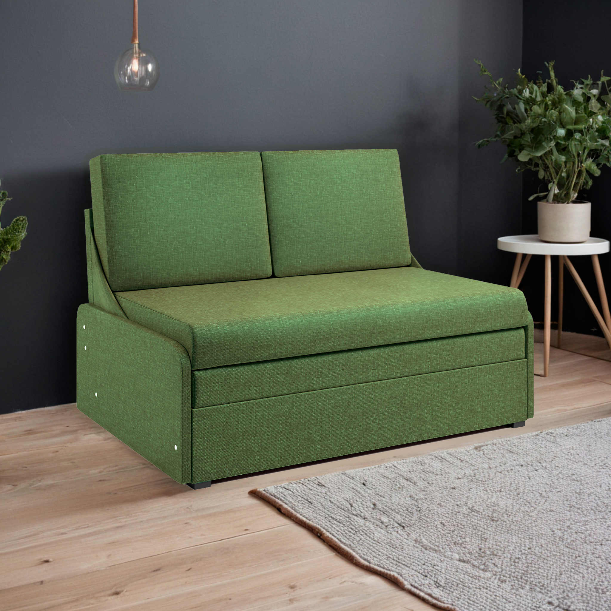 Изображение товара Диван раскладной Гамма Уют-2 128x85 см зелёный мебель из рогожки