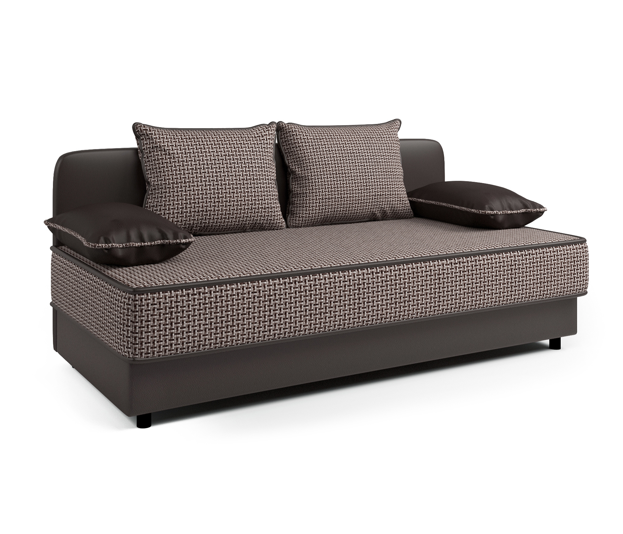 Изображение товара Кушетка Гамма Прима 194х82х81 см рогожка эко-кожа коричневая гостинная