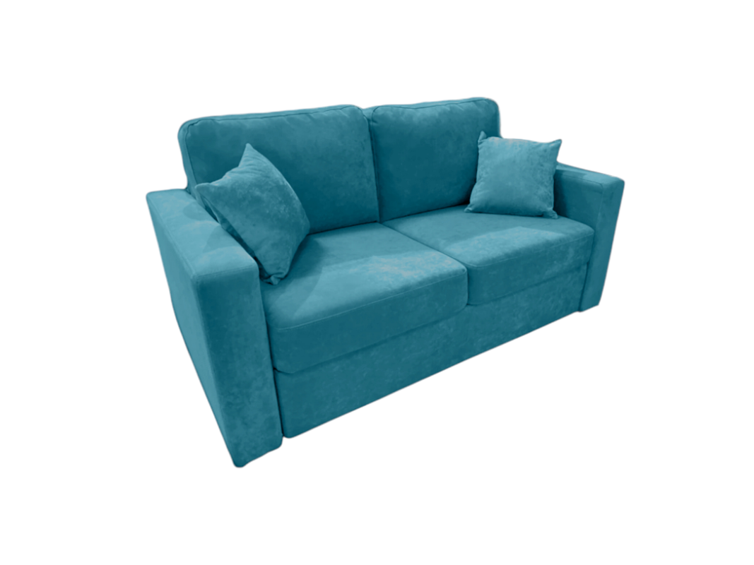 Изображение товара Диван прямой Мебель Никс Турин 165x85x90 см велюр голубой с функцией кровати