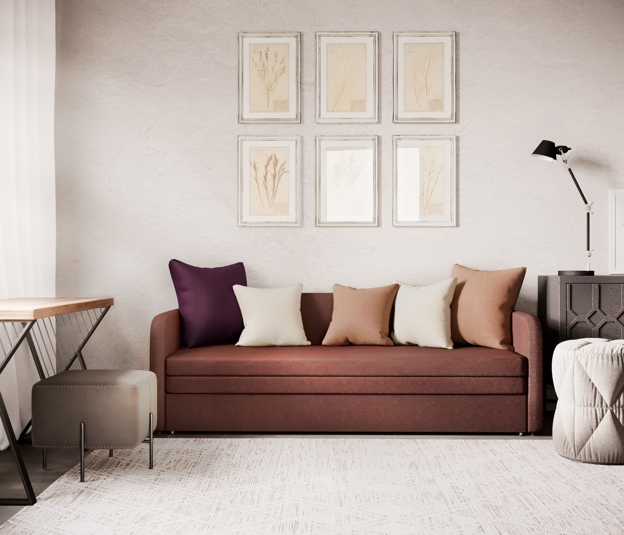 Изображение товара Диван раскладной Гамма Трио-2 210x80 см шоколадный рогожка