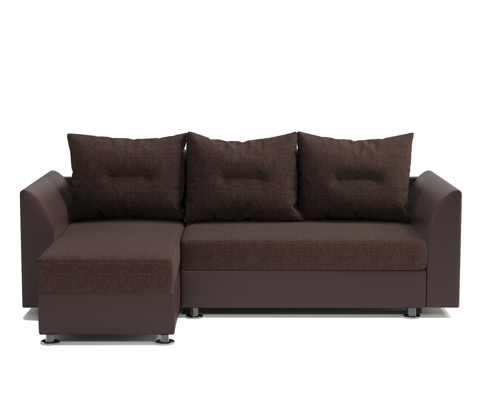 Изображение товара Диван угловой Гамма Ария Скала угол левый 225x78x150 см рогожка/экокожа цвет шоколад