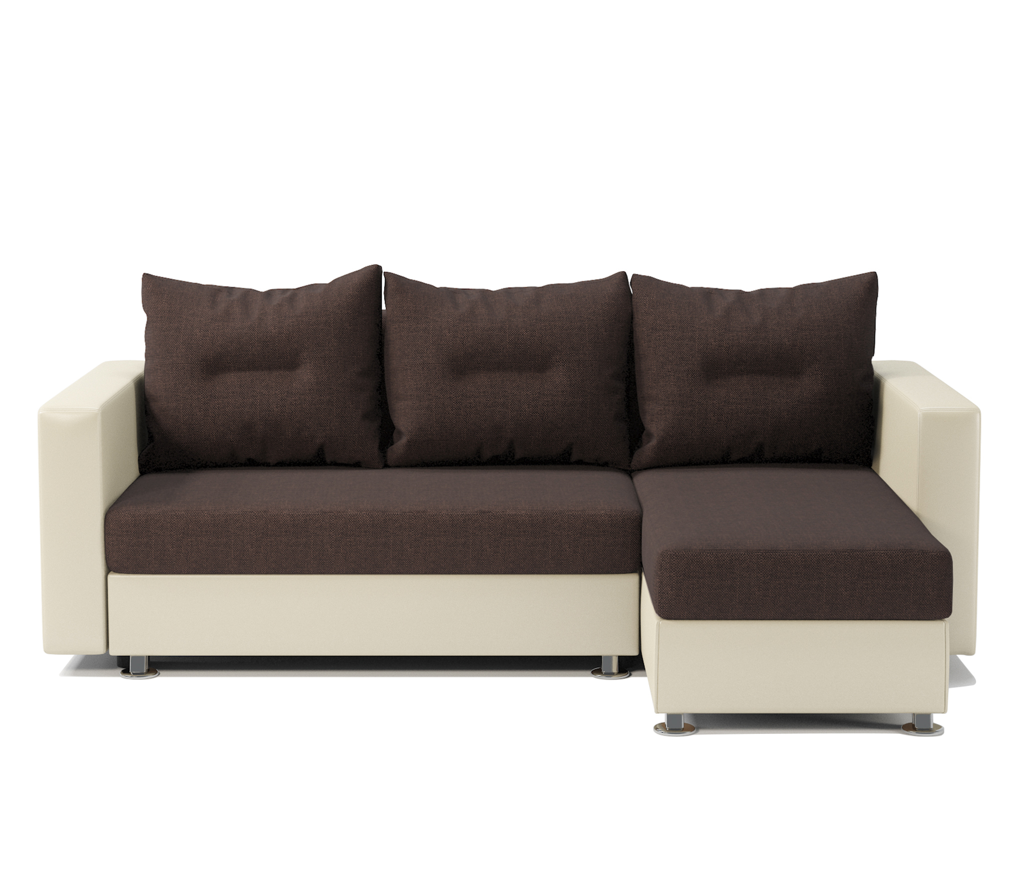 Изображение товара Диван угловой Гамма Ария угол правый 225x78x150 см рогожка/экокожа цвет шоколад/бежевый