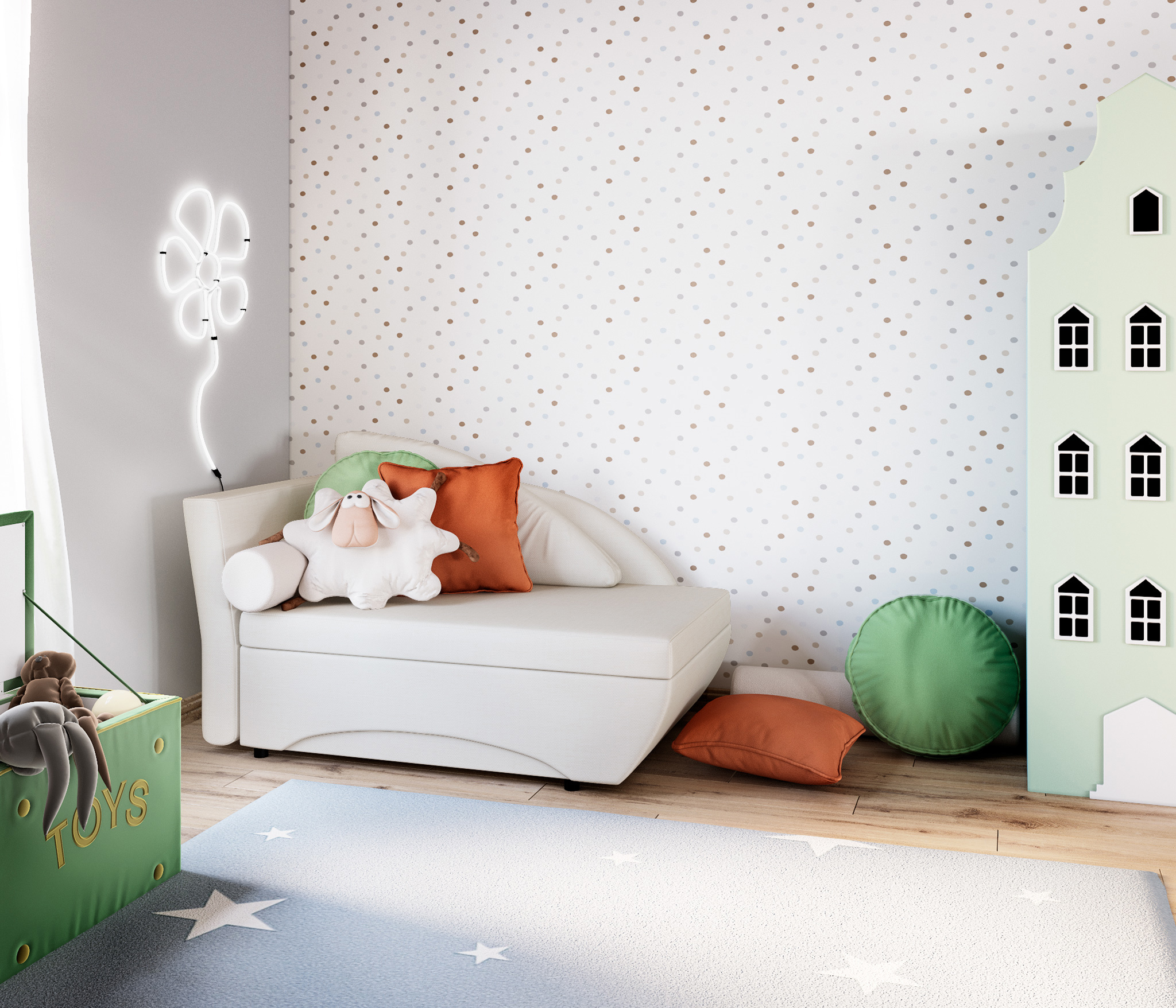 Изображение товара Кушетка Гамма Трио угол левый 152x82x87 см рогожка бежевый