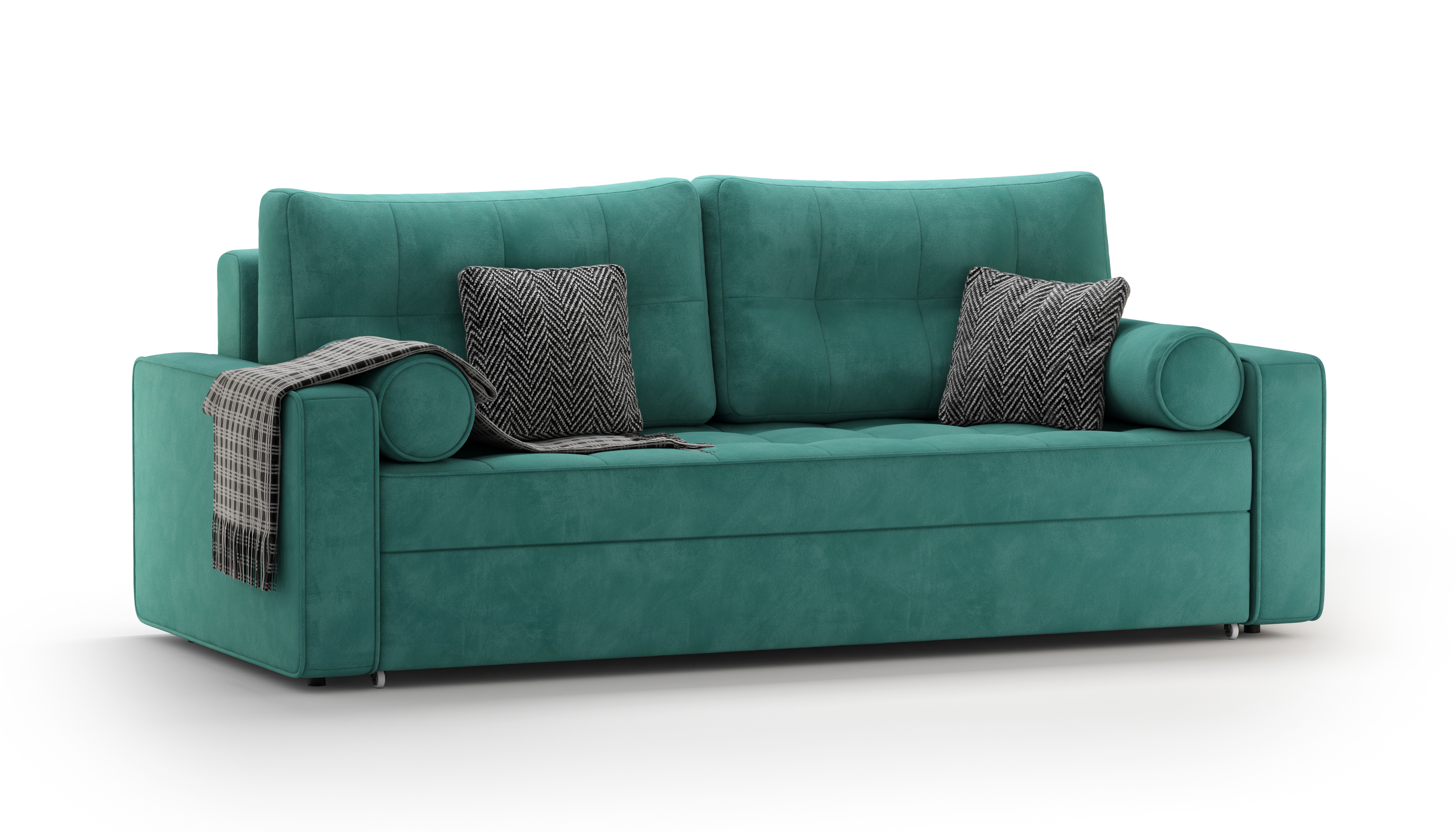 Изображение товара Диван-кровать Бостон 220x80x100 см велюр зеленый Mebelroom стиль лофт