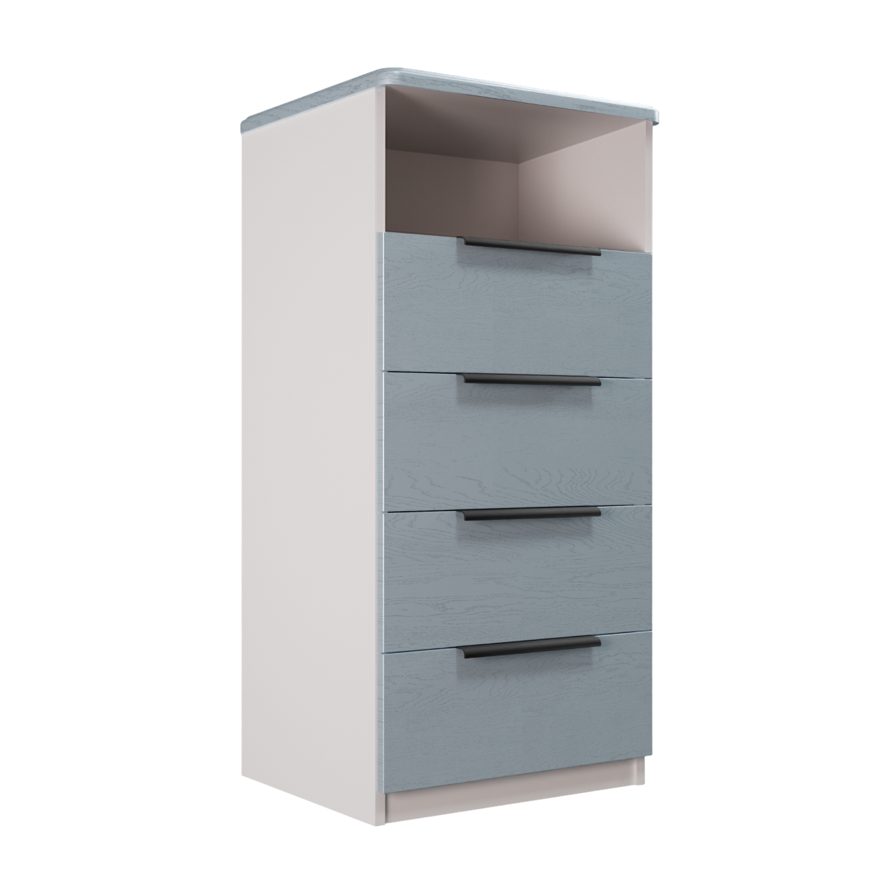 Изображение товара Комод Веста Марта профильные ручки 4 ящика 60x50x122 см ЛДСП цвет лазурное дерево