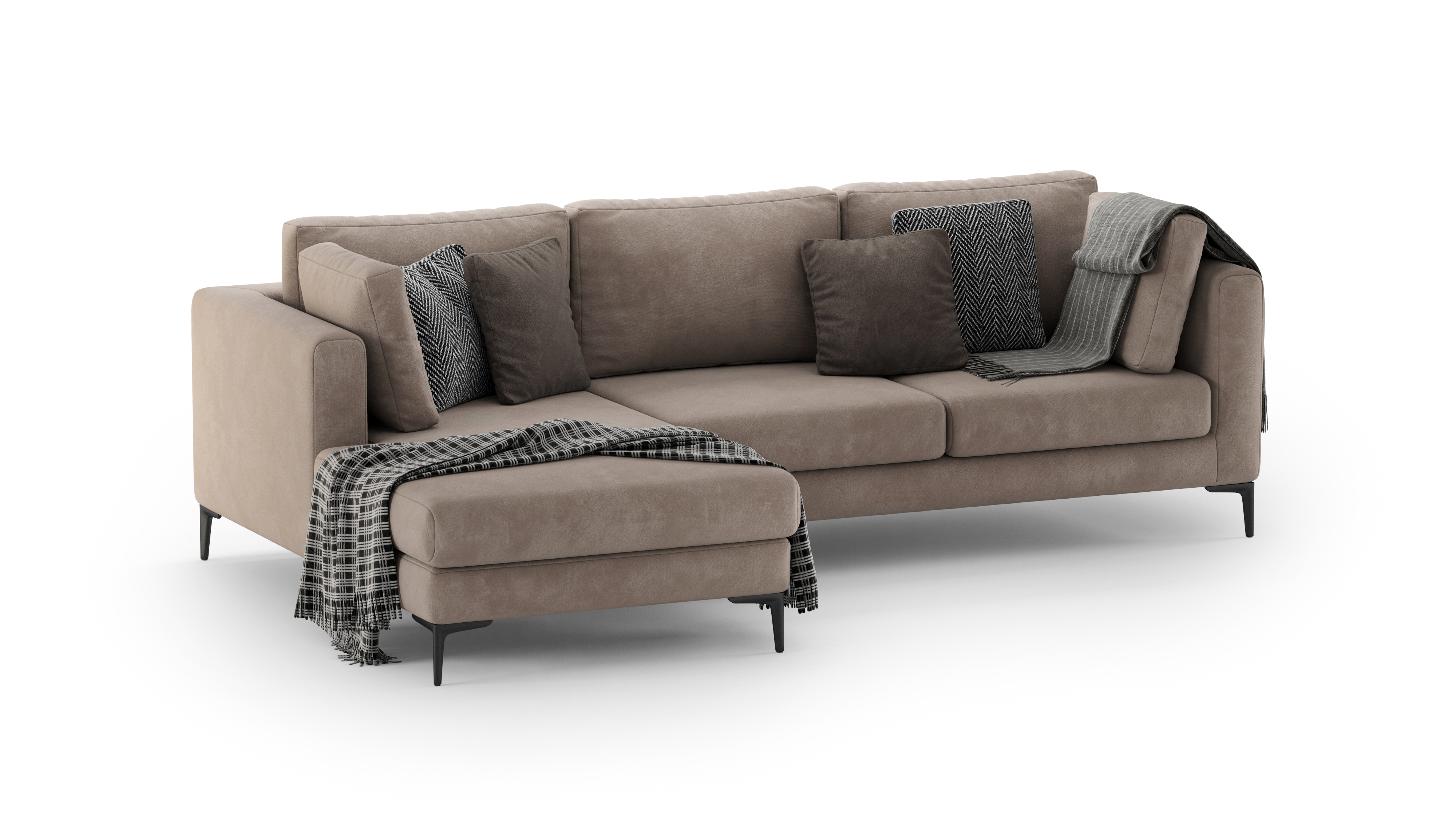 Изображение товара Диван угловой Mebelroom Милан 270x72x170 см велюр цвет бежевый