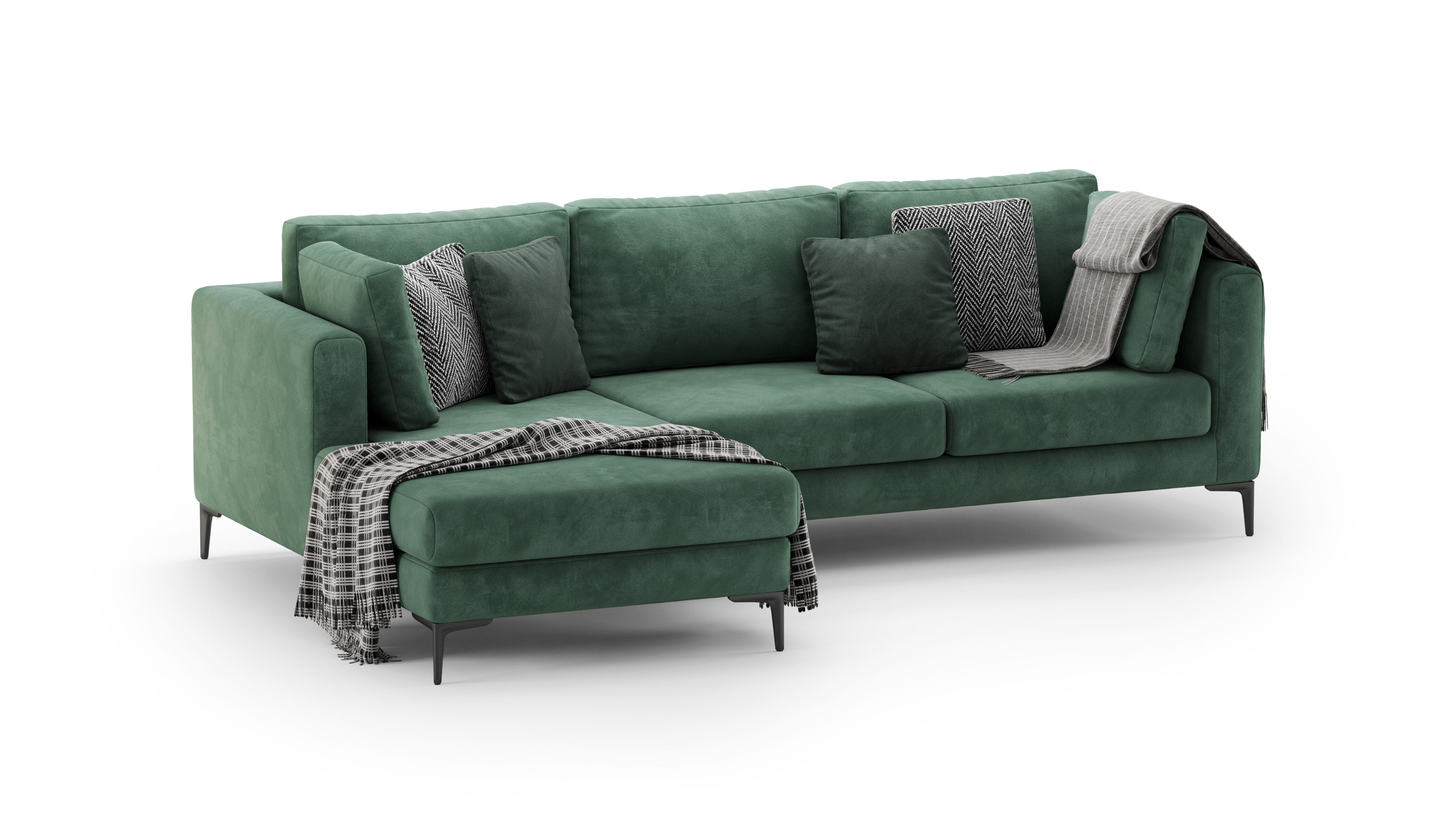 Изображение товара Диван угловой Mebelroom Милан 270x72x170 см велюр цвет зеленый