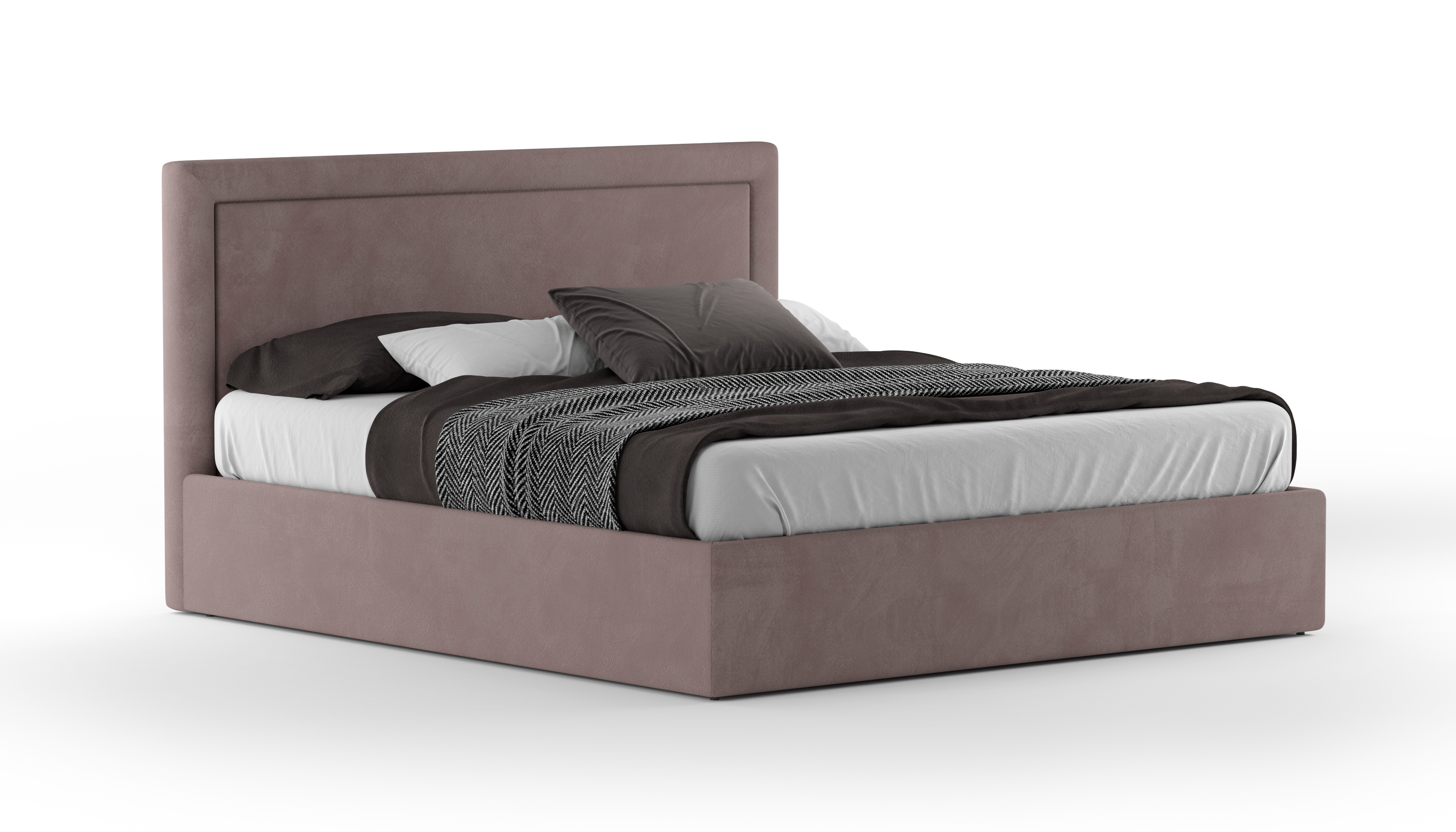 Изображение товара Кровать Mebelroom Доменика 200x200 велюр подъемный механизм цвет коричневый