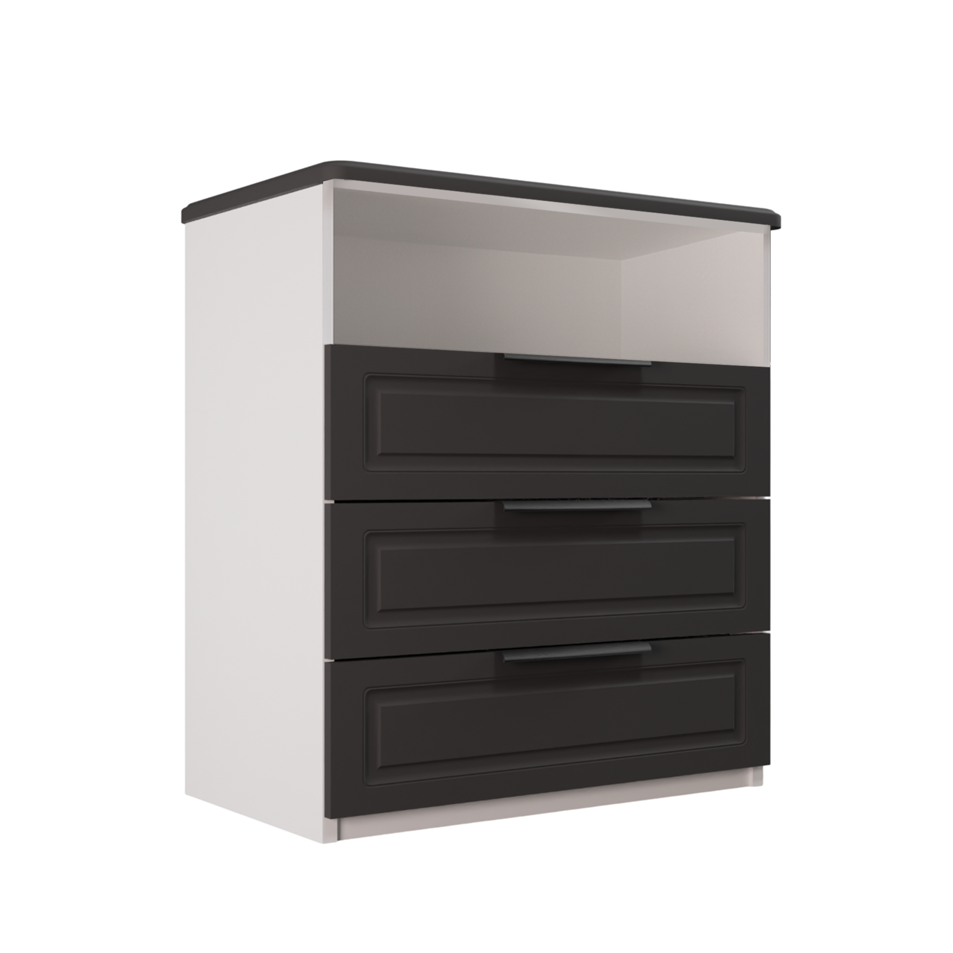 Изображение товара Комод Веста Катерина профильные ручки 3 ящика 90x50x100 см ЛДСП цвет графит софт